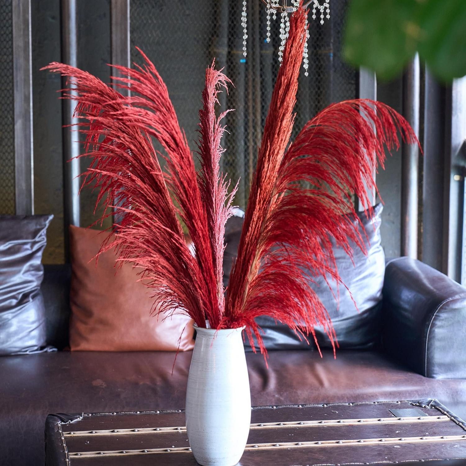 Trockenblume Pampasgras Deko 4er Set 110cm Burgunderrot, LuxusKollektion, Höhe 1 cm