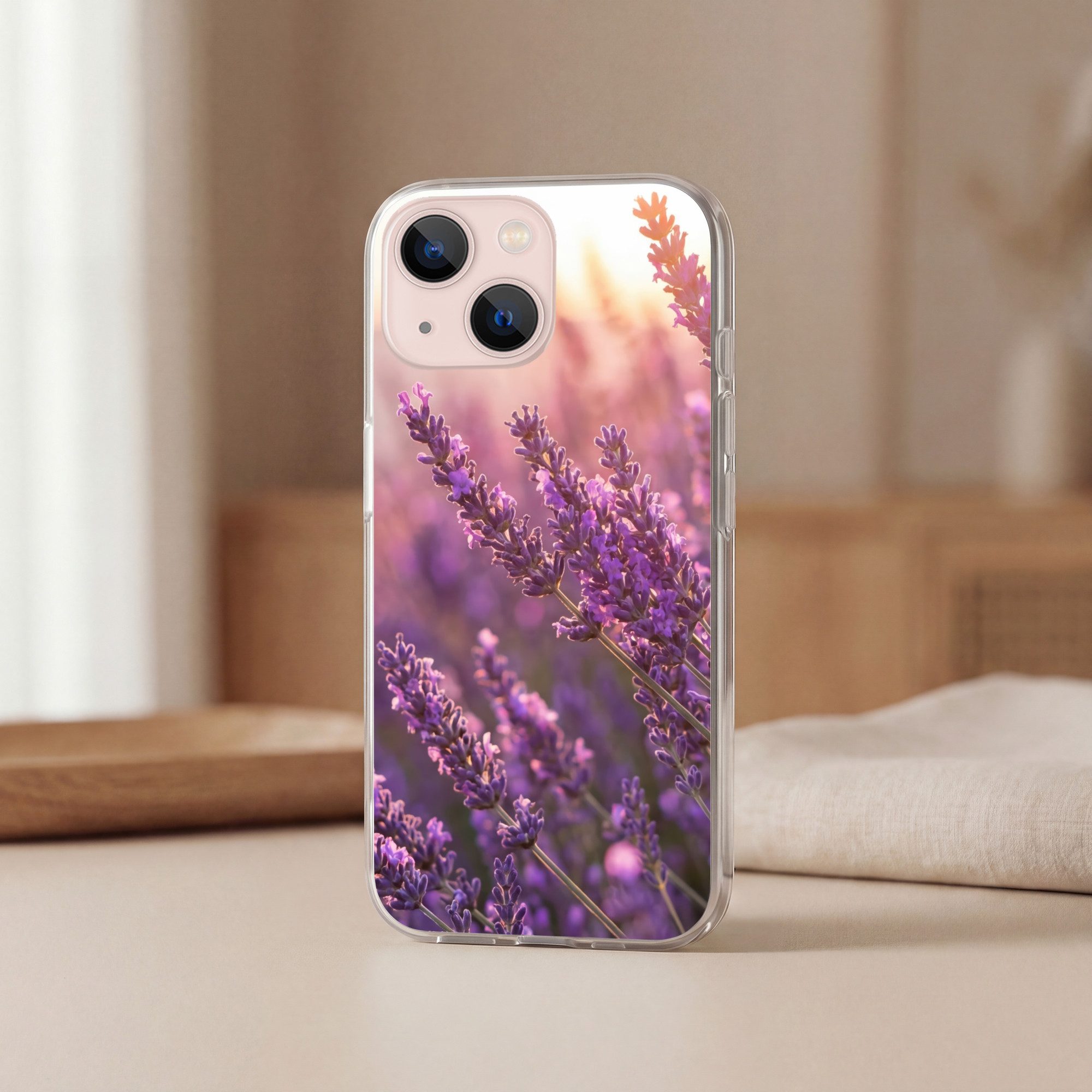 MuchoWow Handyhülle für Apple iPhone 13 Lavendel - Lila - Sonnenlicht, Smartphone-Bumper, Print, Handy Schutzhülle Dünn