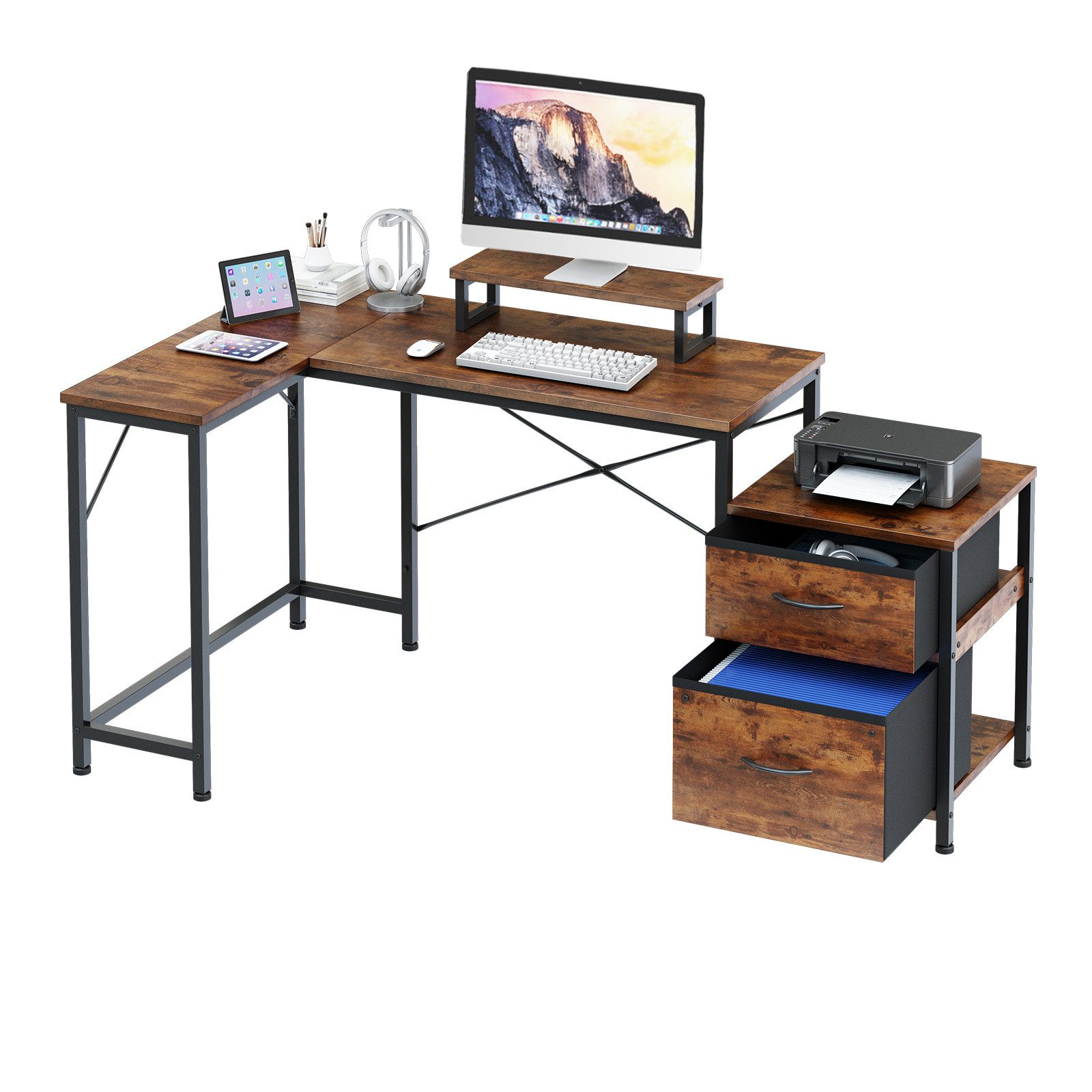 OUNUO Eckschreibtisch Schreibtisch Reversibel L Förmiger Computertisch mit günstig online kaufen