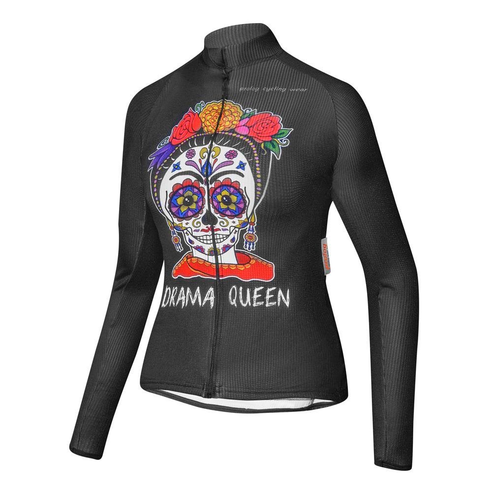 Radtrikot Fahrradtrikot Damen langarm „Drama Queen Schwarz“ atmungsaktiv