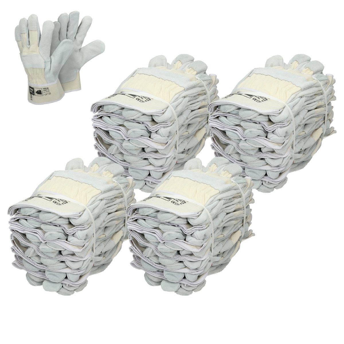Handschuhe Rindspalt Leder 48 Pro-Fit® Schutzhandschuhe Rindspaltleder-Handschuhe Natur Paar ECD Germany Arbeitshandschuh-Set Canvas-Stulpe Gartenhandschuhe 8/M Größe