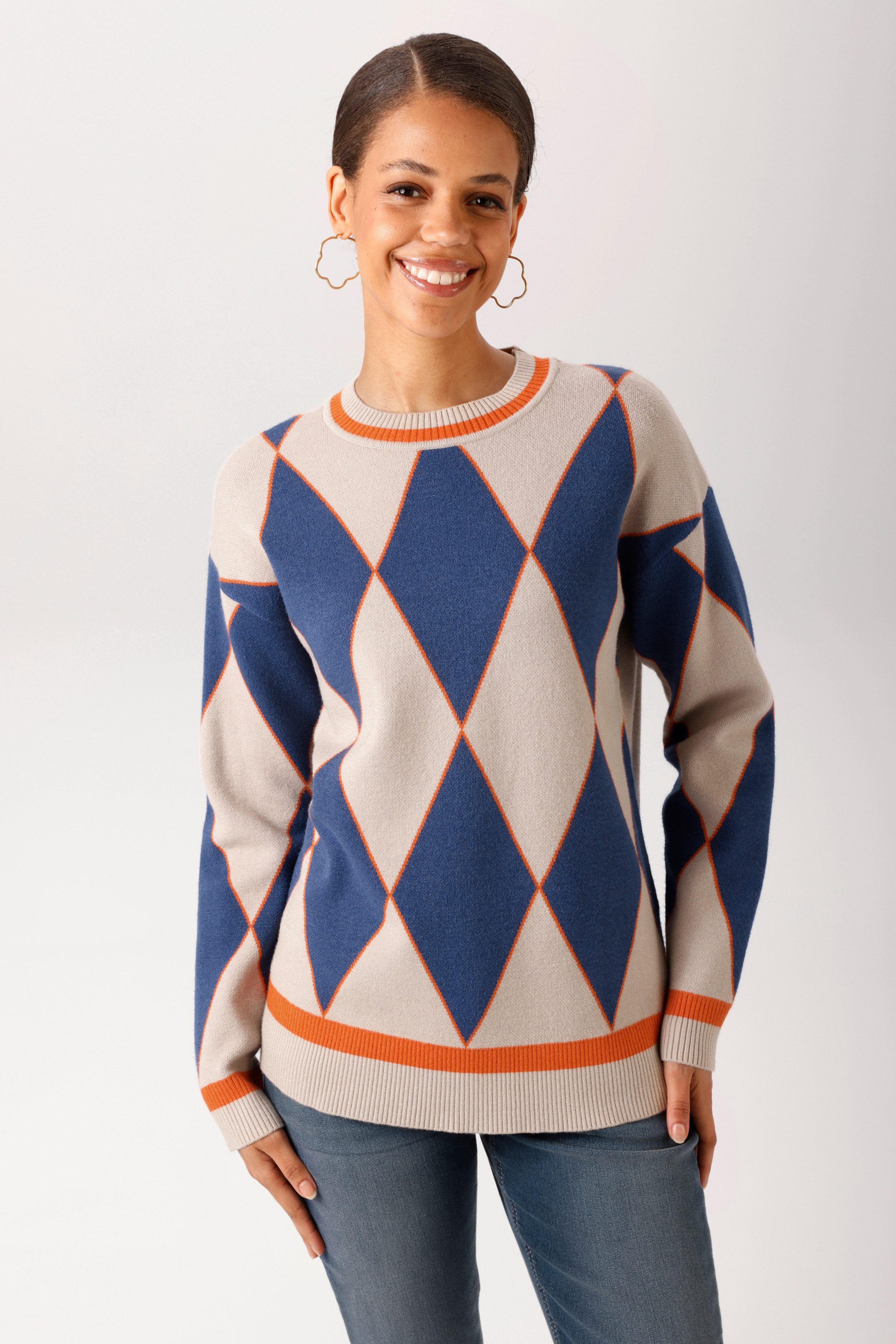 Aniston CASUAL Strickpullover mit großflächigen Rauten-Muster - NEUE KOLLEKTION