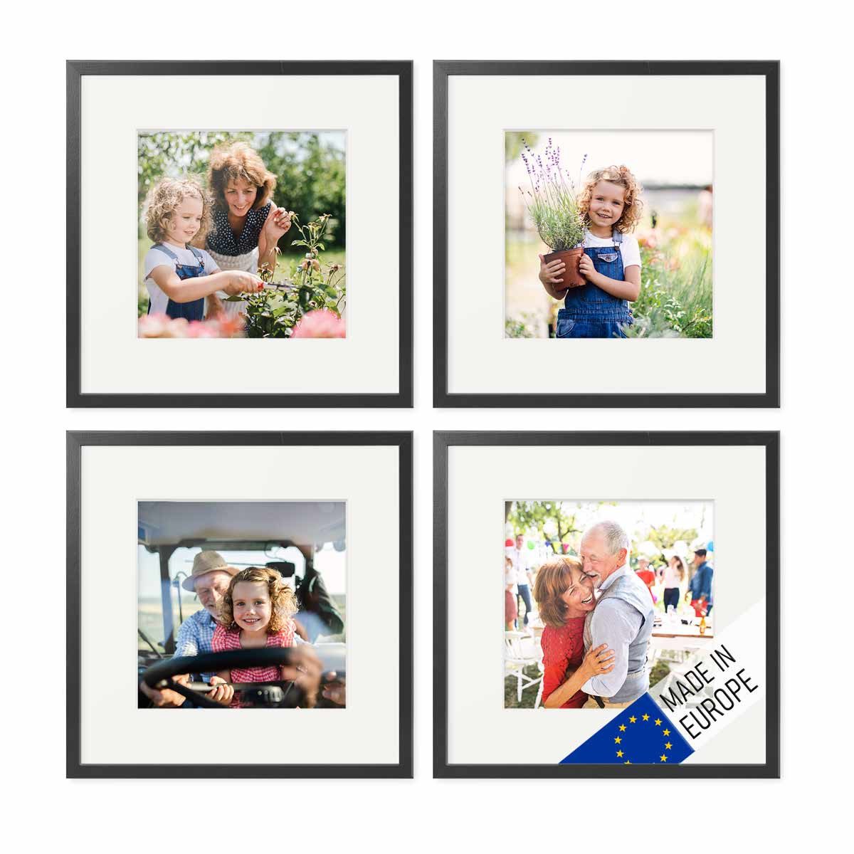 PHOTOLINI Bilderrahmen Echtholz 4er Set 30x30 günstig online kaufen