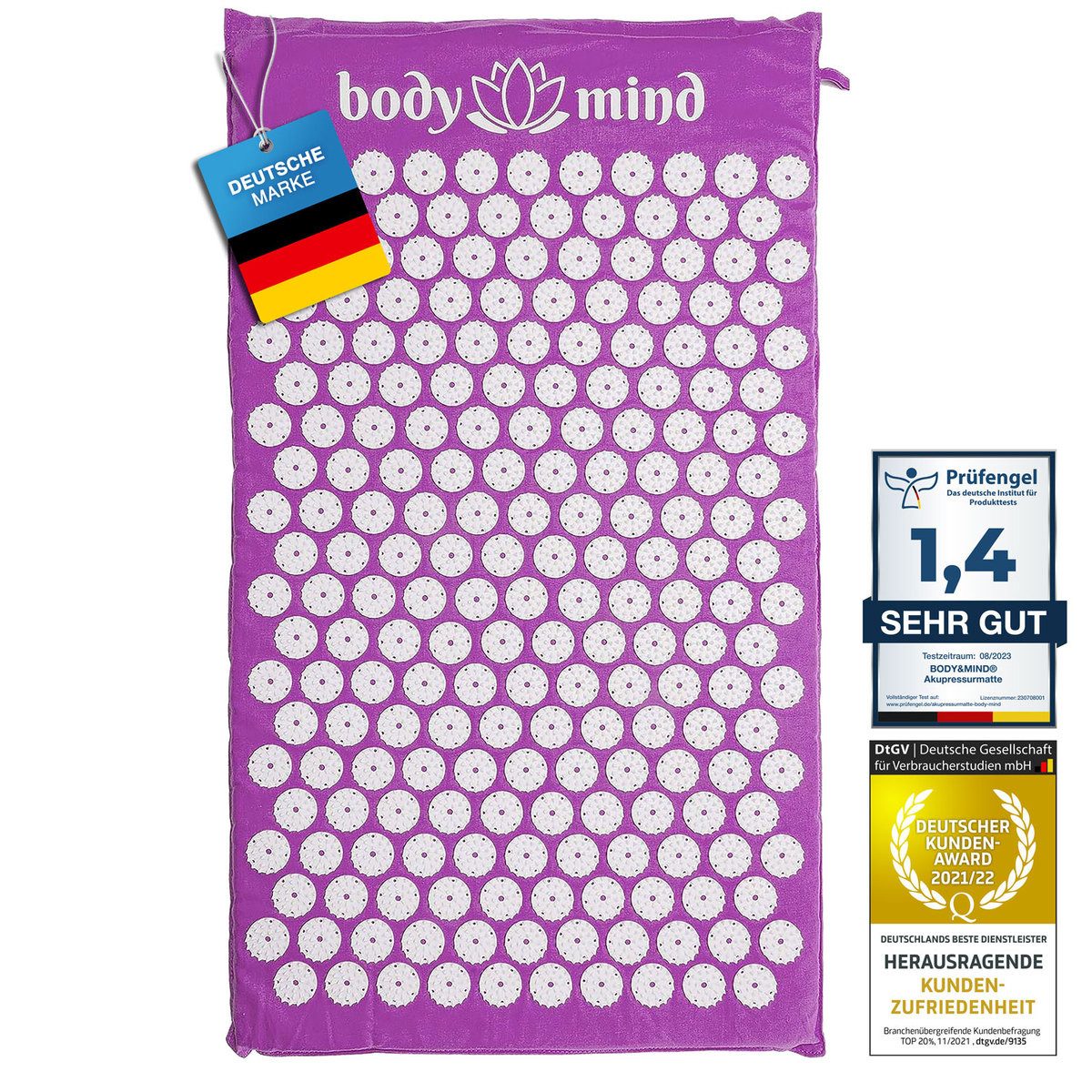 Body & Mind Akupressurmatte Yogi Nagelmatte Entspannungsmatte (Akupunkturmatte, Lockerung & Entspannung), für Körper und Geist
