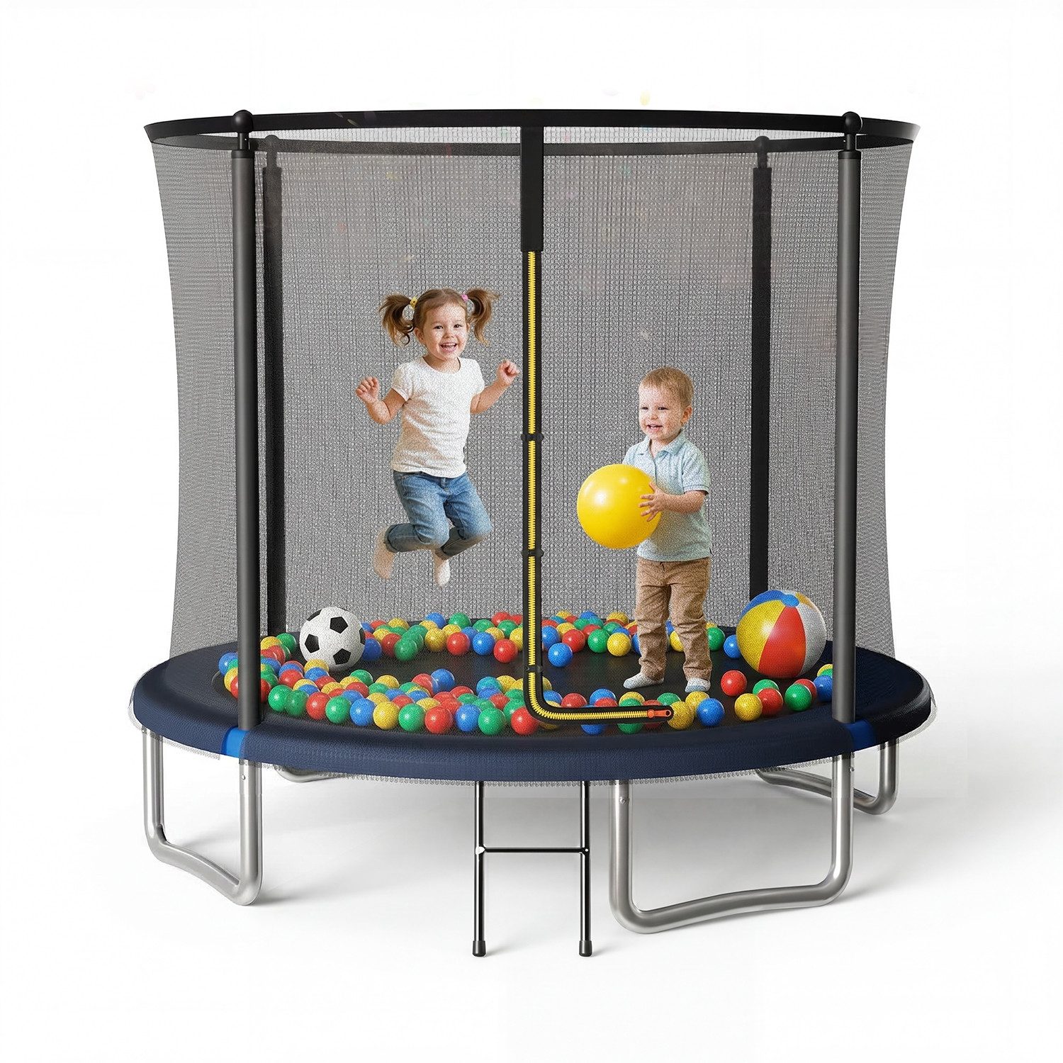 HOMALL Gartentrampolin Kindertrampolin, Outdoor-Trampolin, Durchmesser 183/222/290/360 cm, Ø 183 cm, (Ausgestattet mit Sicherheitsnetz, Leiter und 360°-Gelander, maximale Tragkraft 150 kg)