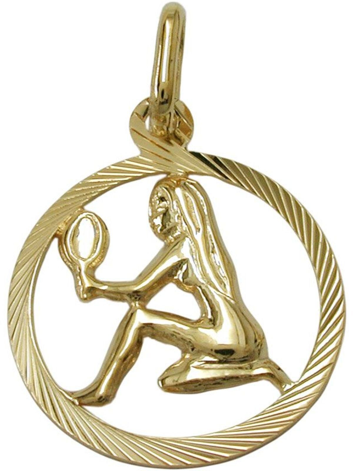 Gallay Sternzeichenanhänger Anhänger 15mm Sternzeichen Jungfrau 9Kt GOLD (1-tlg)