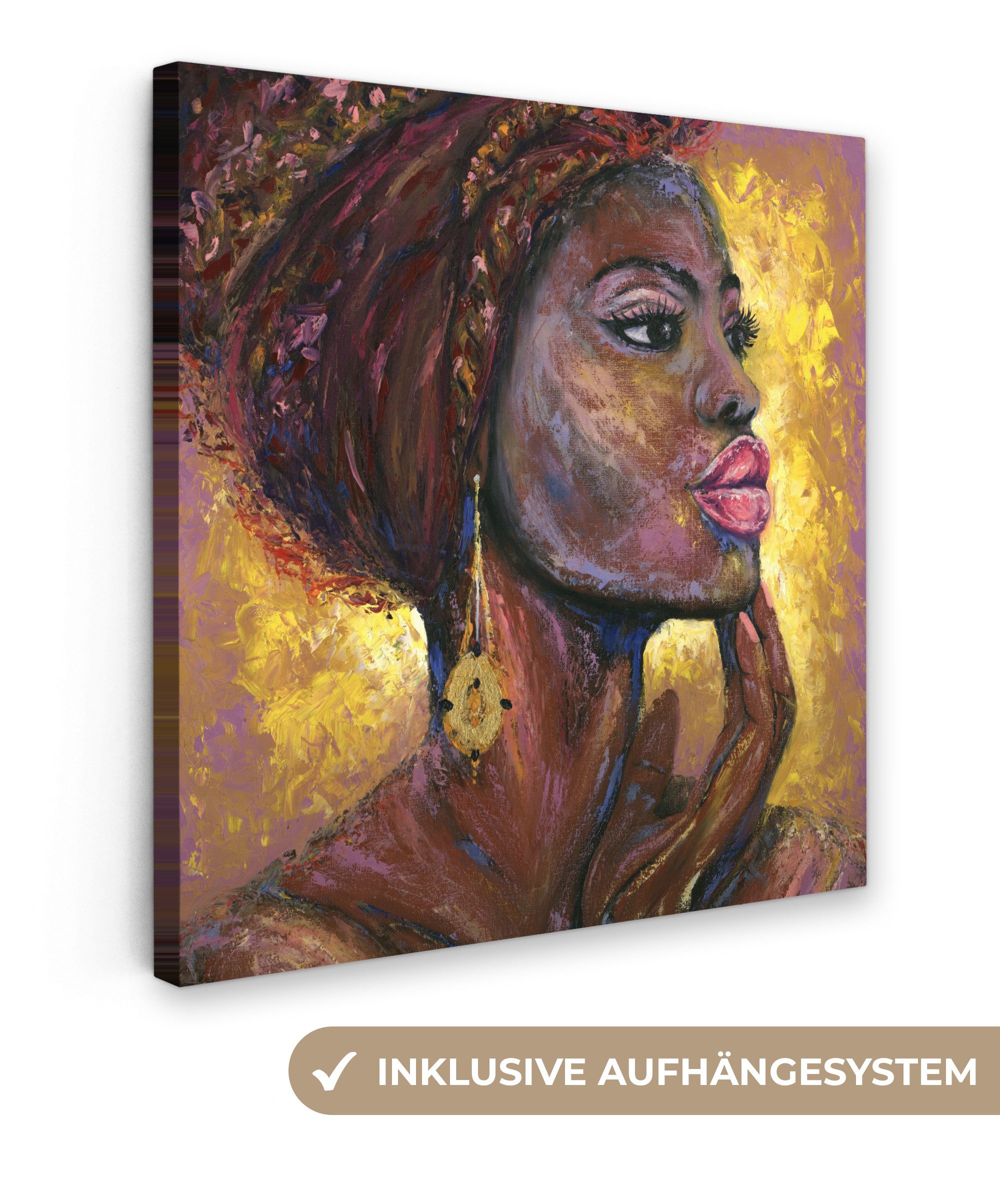 OneMillionCanvasses® Leinwandbild Kunstdrucke - Ölfarbenoptik - Gold - Frau günstig online kaufen