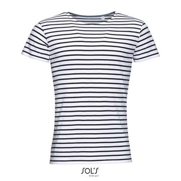 SOLS Rundhalsshirt SOL'S Herren T-Shirt gestreift Top Rundhalsausschnitt Baumwolle