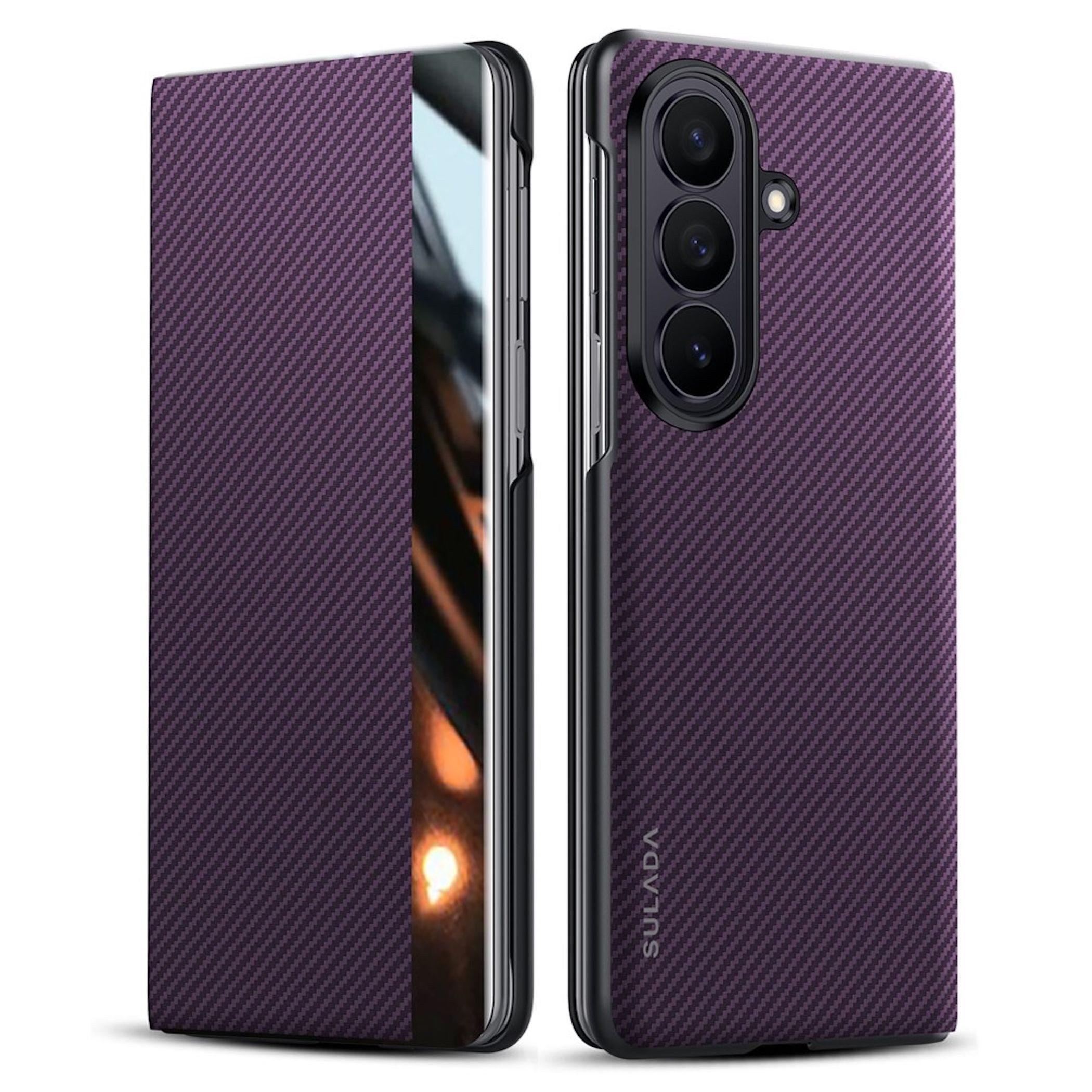 Wigento Handyhülle SULADA Smart View für Samsung Galaxy Z Fold8 Ultra Magnetisch Carbon 8,00 Zoll, View Window, Auto Wake Sleep, magnetische Kompatibilität