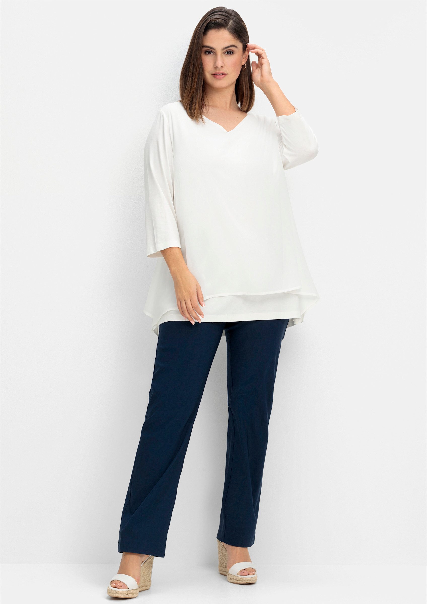 Sheego T-Shirt Blusenshirt . mit Chiffon-Oberteil günstig online kaufen