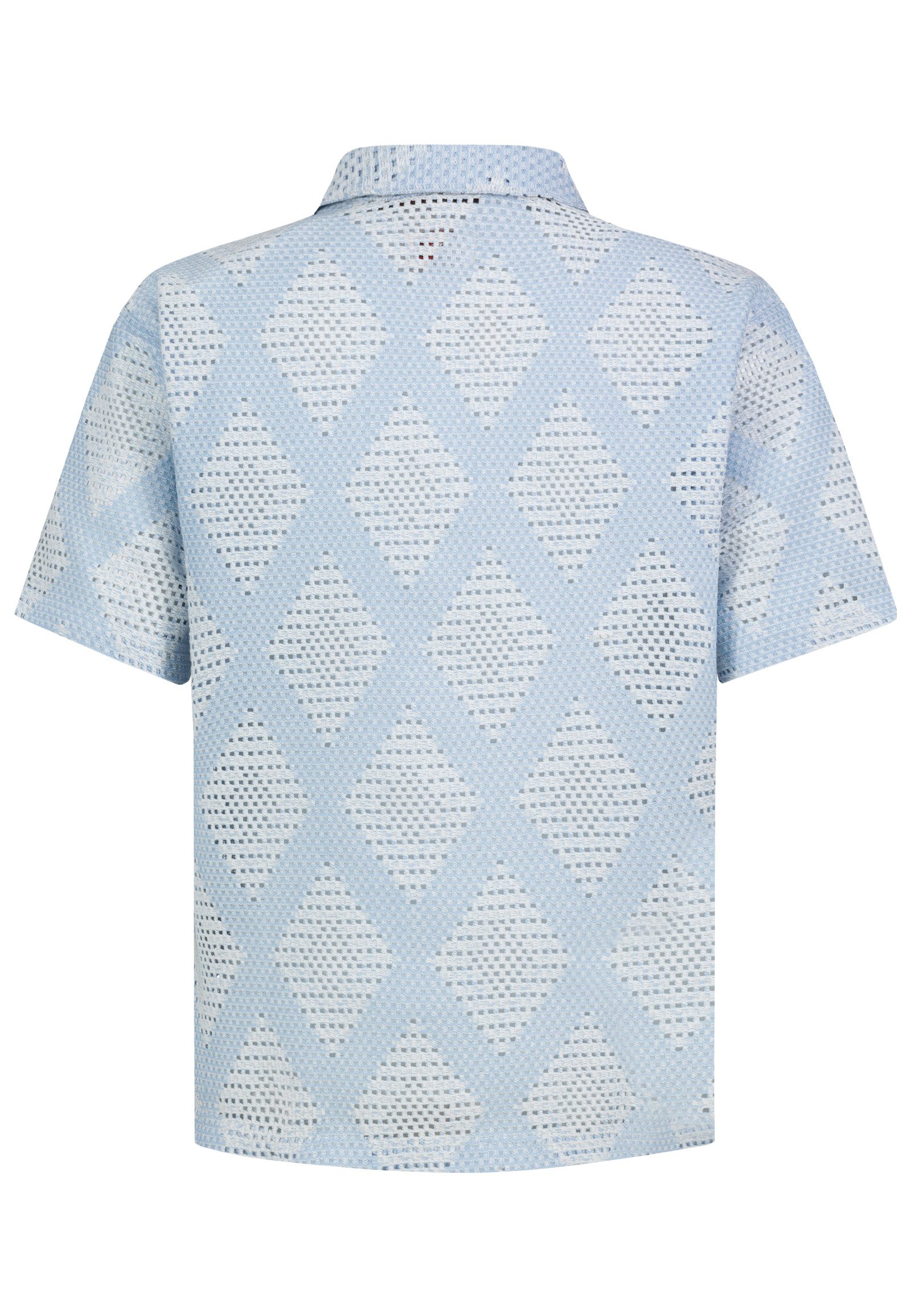 Eight2Nine Kurzarmhemd Herren Kurzes Jacquard Hemd Retro Hemd, Rautenmuster – Bild 2 von 3