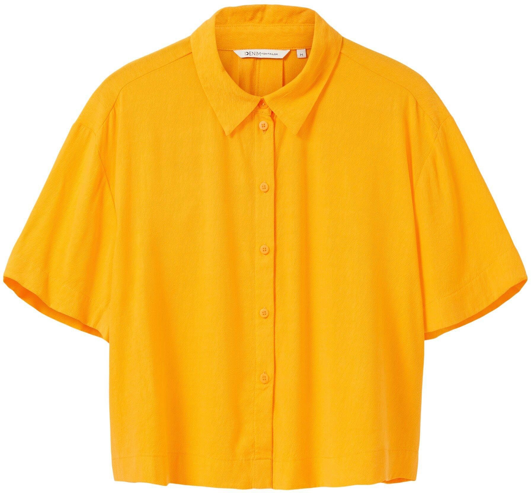 TOM TAILOR Denim Form mango-orange lässig Hemdbluse in kurzer, weiter