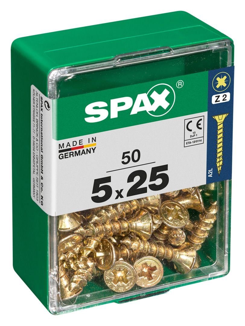 mm SPAX 5.0 - 25 50 Spax 2 x PZ Holzbauschraube Stk. Universalschrauben