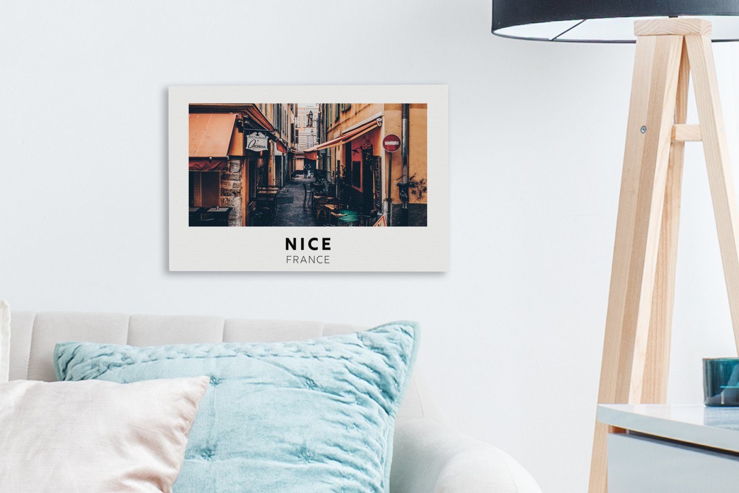 Wandbild Nizza (1 Leinwandbilder, OneMillionCanvasses® St), cm Straße, Frankreich Aufhängefertig, 30x20 - Wanddeko, - Leinwandbild