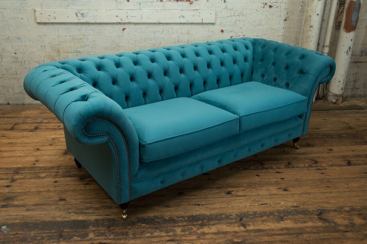 Xlmoebel Chesterfield-Sofa Elegantes Sofa mit hochwertiger Textil- und Lederpolsterung, 1 Teile, Hergestellt in Europa