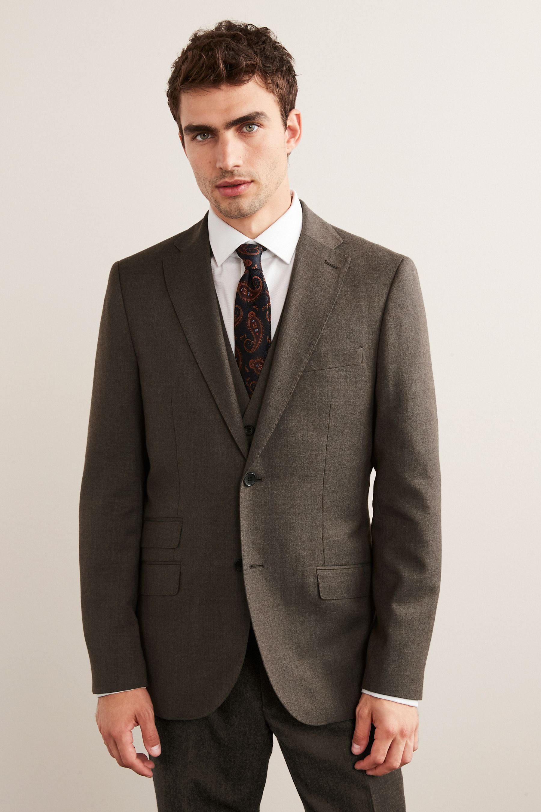 Next Baukastensakko Flanell-Anzug aus Wollmischgewebe Slim Fit: Sakko  (1-tlg)