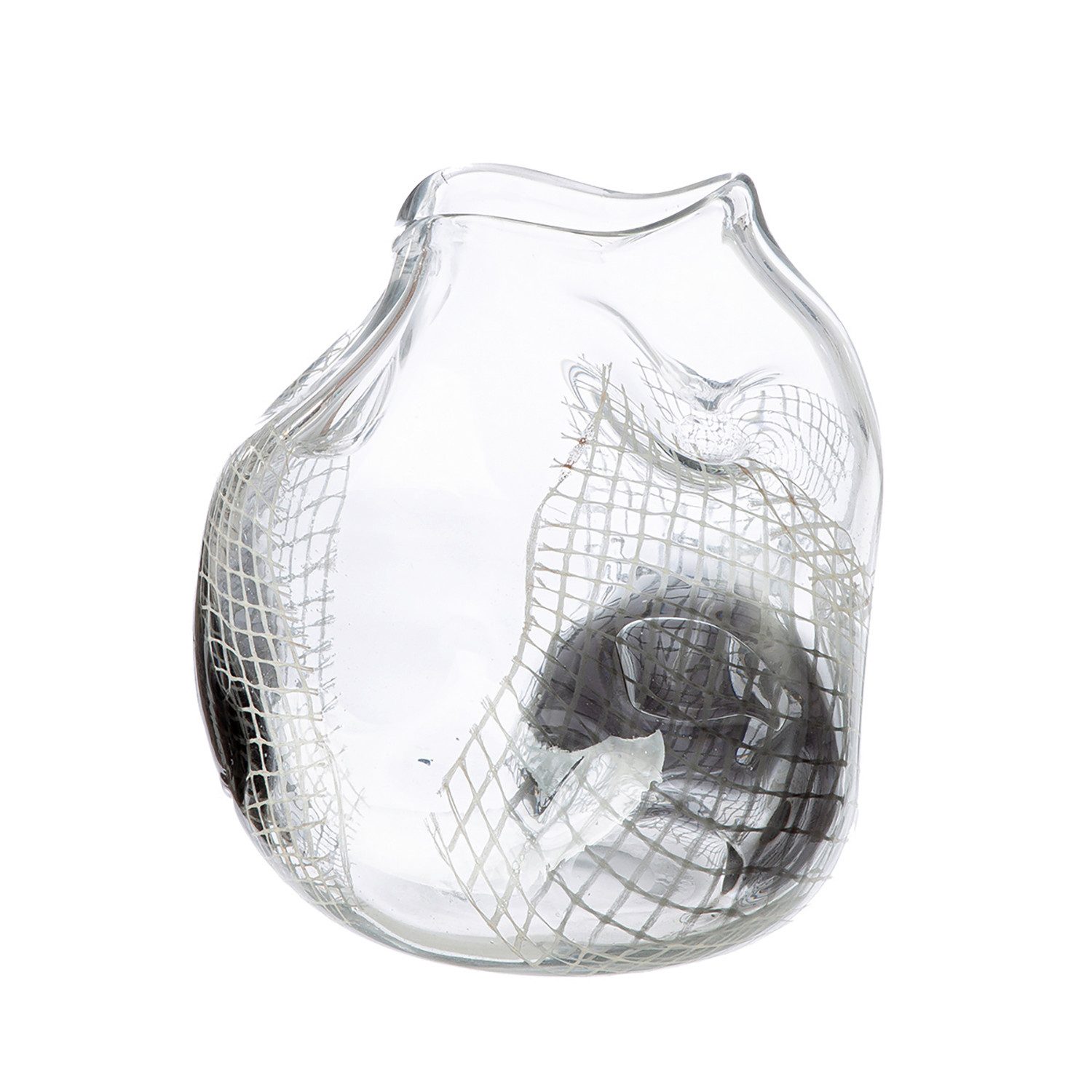 GILDE Dekovase GRID Vase - klar,schwarz - Glas - Höhe 22cm x Breite 20cm - Blumenvase (1x Vase, Blumenbehälter - Blumengefäß), Blumenvase - Vasen - Tischdeko - Deko