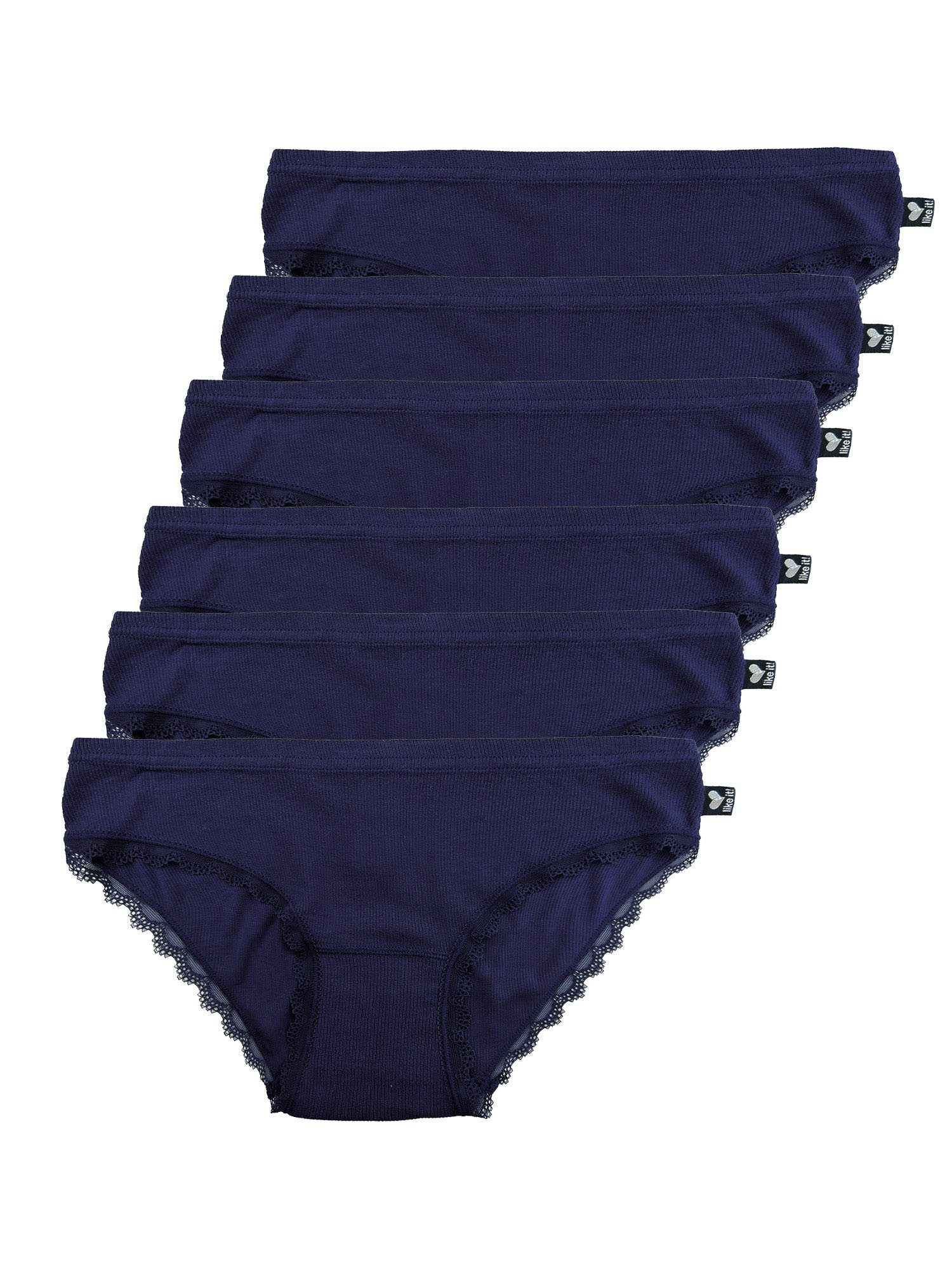 like it! Bikinislip 6er Pack Minislip Jessy (Packung, 6-St) Modal, feine Rippenstruktur, Spitze, tief geschnitten