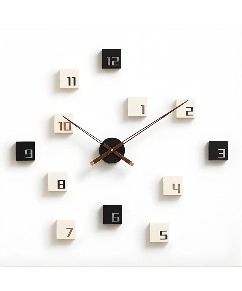 ONZENO Wanduhr THE CONTRAST. 82.4x75.5x3.8 cm (handgefertigte Design-Uhr)