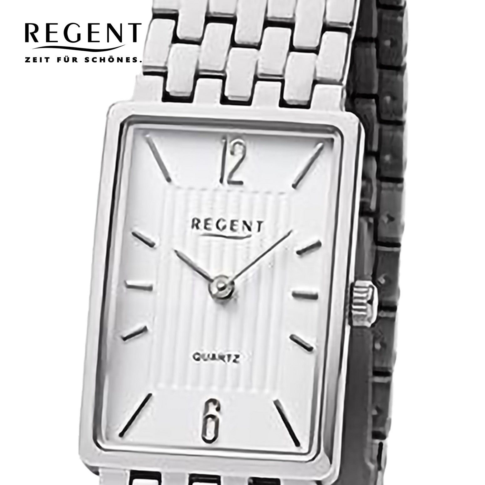 Regent Quarzuhr Regent Damen Armbanduhr Analog, (Analoguhr), Damen Armbanduhr rund, extra groß (ca. 20x29mm), Metallarmband