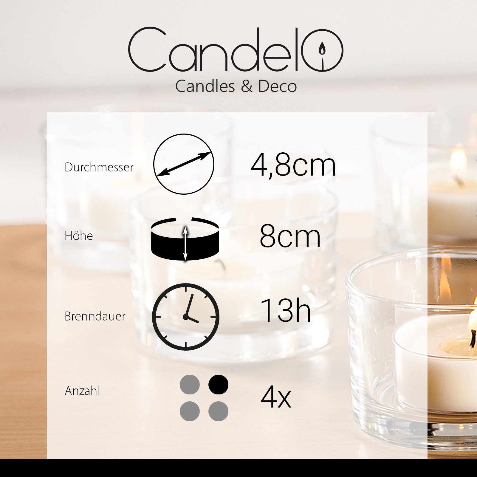 Candelo Stumpenkerze 4er Set Stumpenkerzen - günstig online kaufen