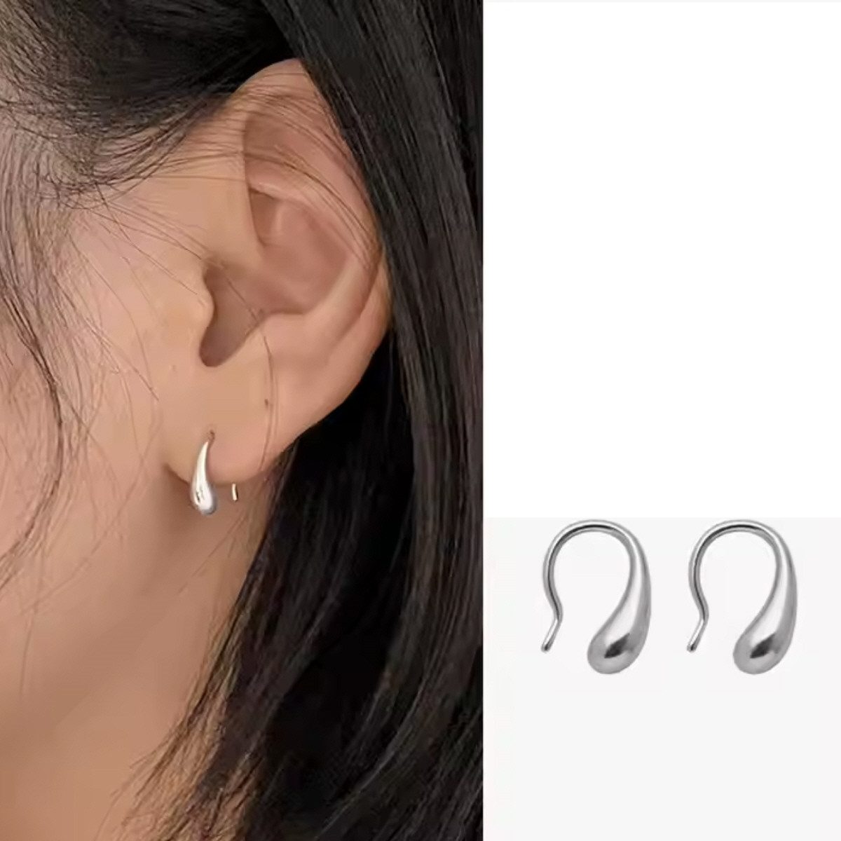 ELLAWIL Paar Ohrhaken kleine einfache tropfenförmige Ohrringe Wassertropfen Drop Ohrstecker (GESCHENKIDEE, Sterling Silber 925), inklusive Geschenkschachtel