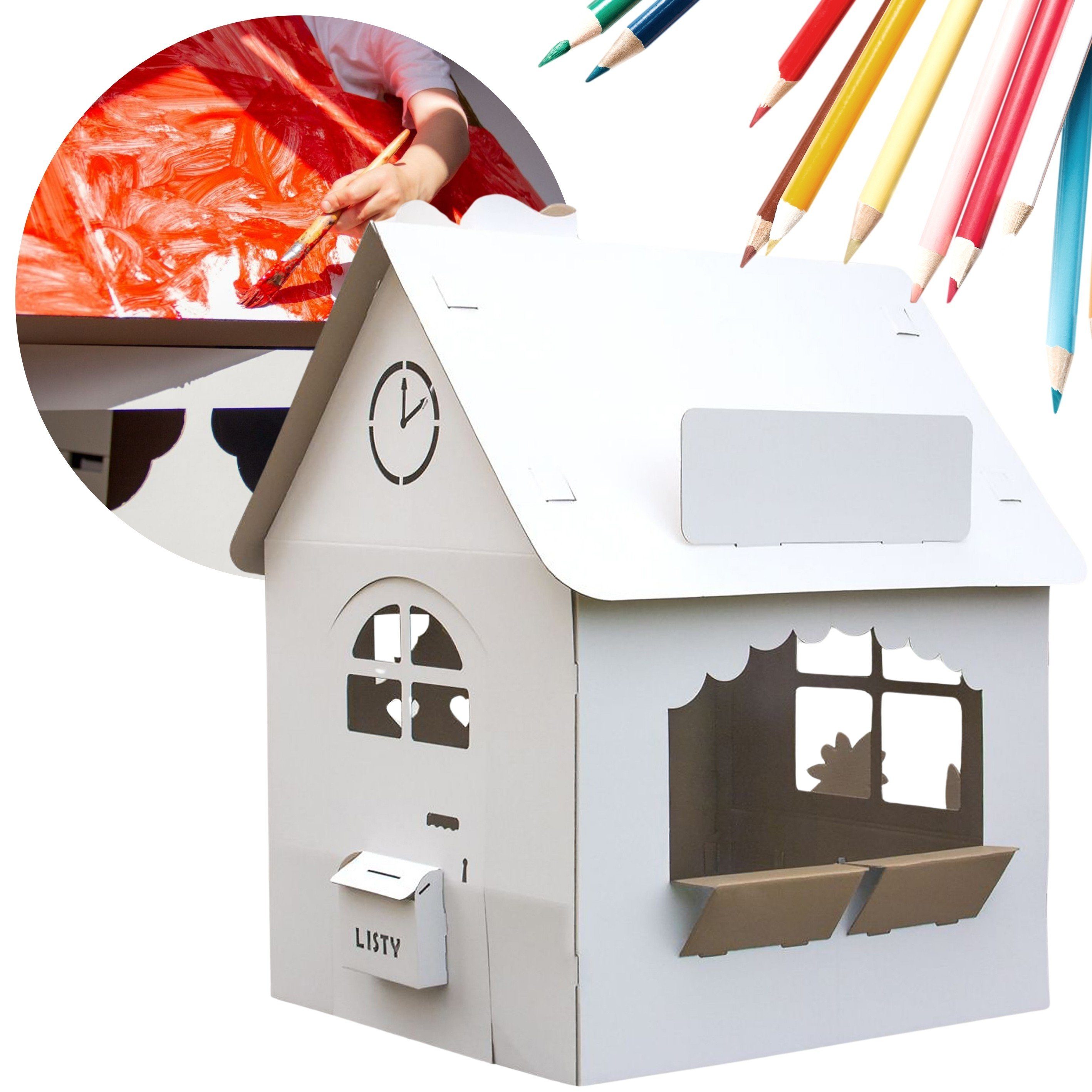 Sarcia.eu Aufblasbares Spielhaus Papphaus für Kinder zum Bemalen 147x115x95cm x1