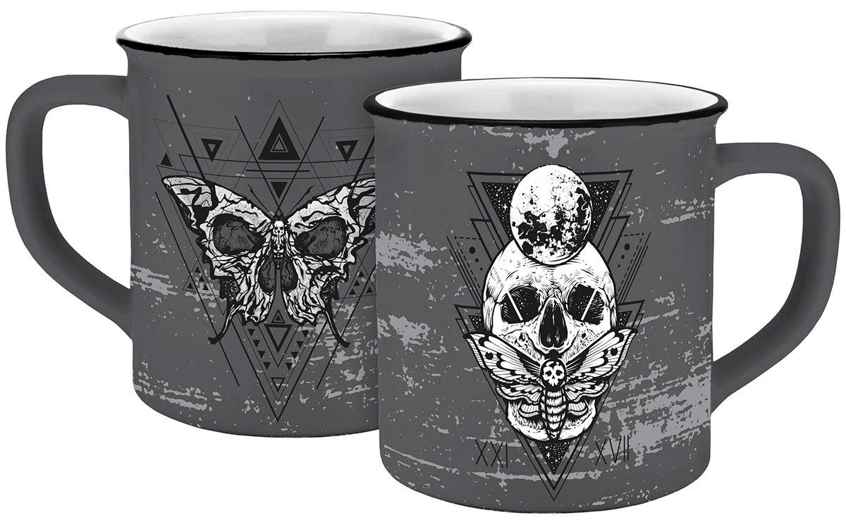 Geda Labels GmbH Tasse Skull mystic Emaille-Optik, Keramik, Grau, 400ml, spülmaschinengeeignet
