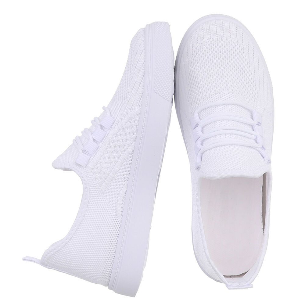 Ital-Design Stylischer Freizeitschuh aus Mesh in Schwarz Sneaker (88843517) Flach Sneakers Low in Weiß