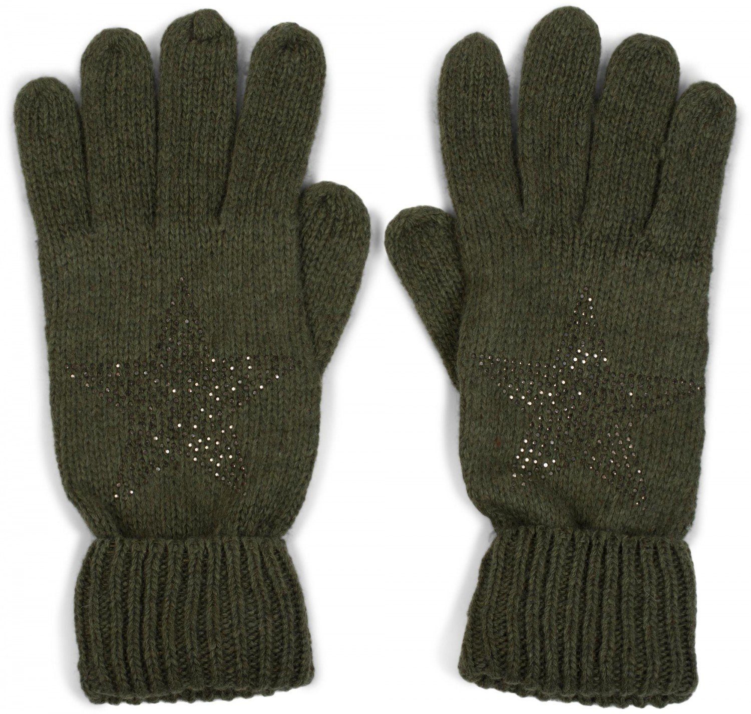 styleBREAKER Strickhandschuhe Strick Handschuhe mit Strass Stern (1-St)