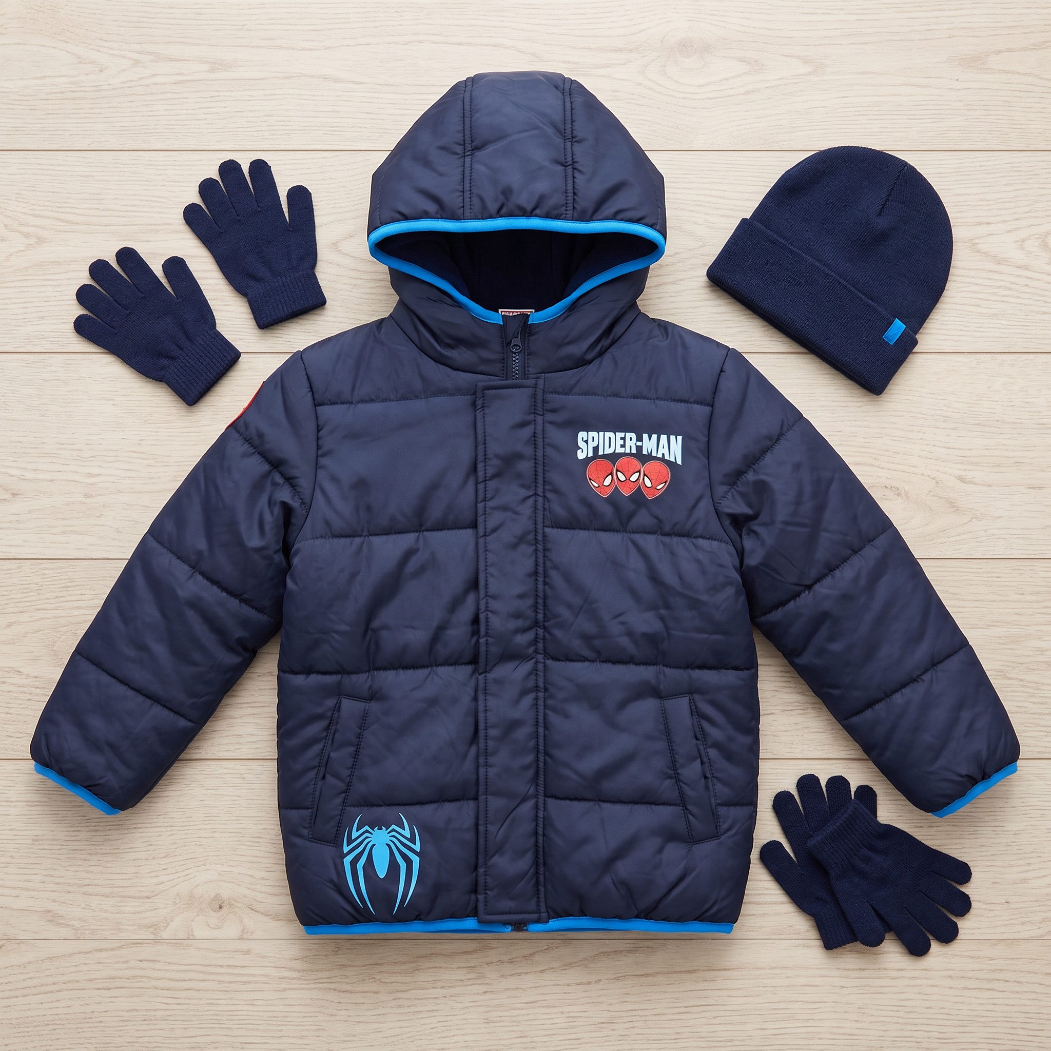 MARVEL Winterjacke Marvel Spiderman Kinder Winterjacke Jungen Jacke mit Kapuze – Bild 5 von 5
