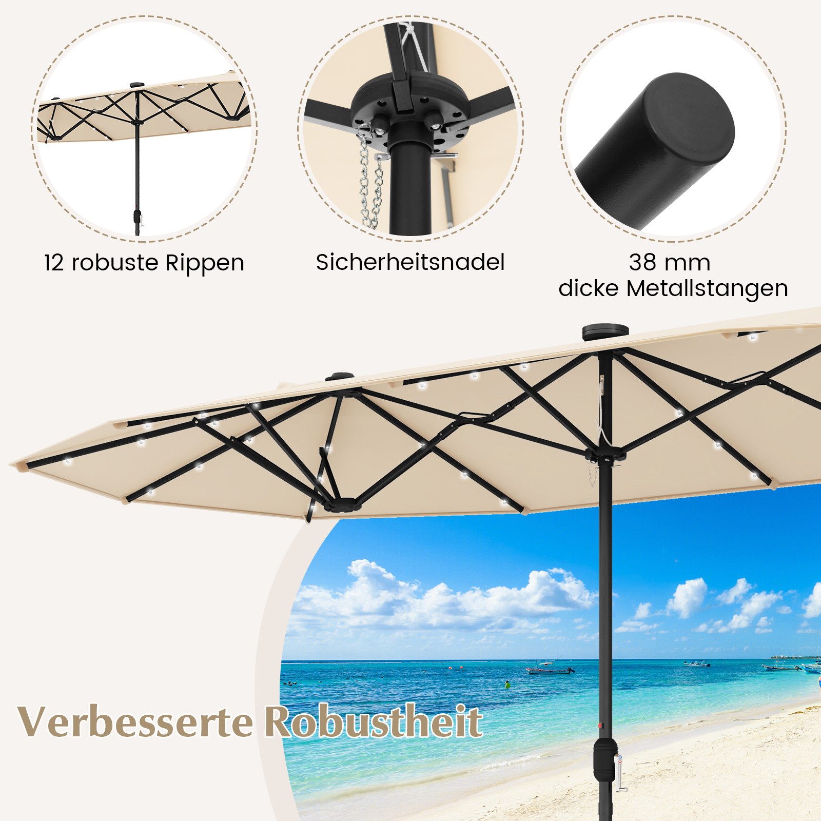 COSTWAY Sonnenschirm, 400 x 200 cm, günstig online kaufen
