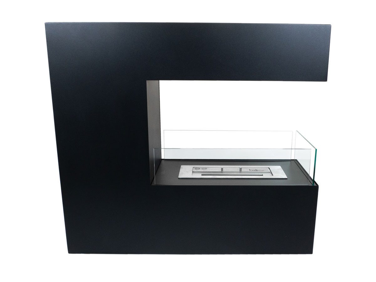 ScandiFlames Kaminofen Topeka, freistehend schwarz oder weiß, 2,4 kW, Ethanolkamin, 3-seitiger Raumteiler