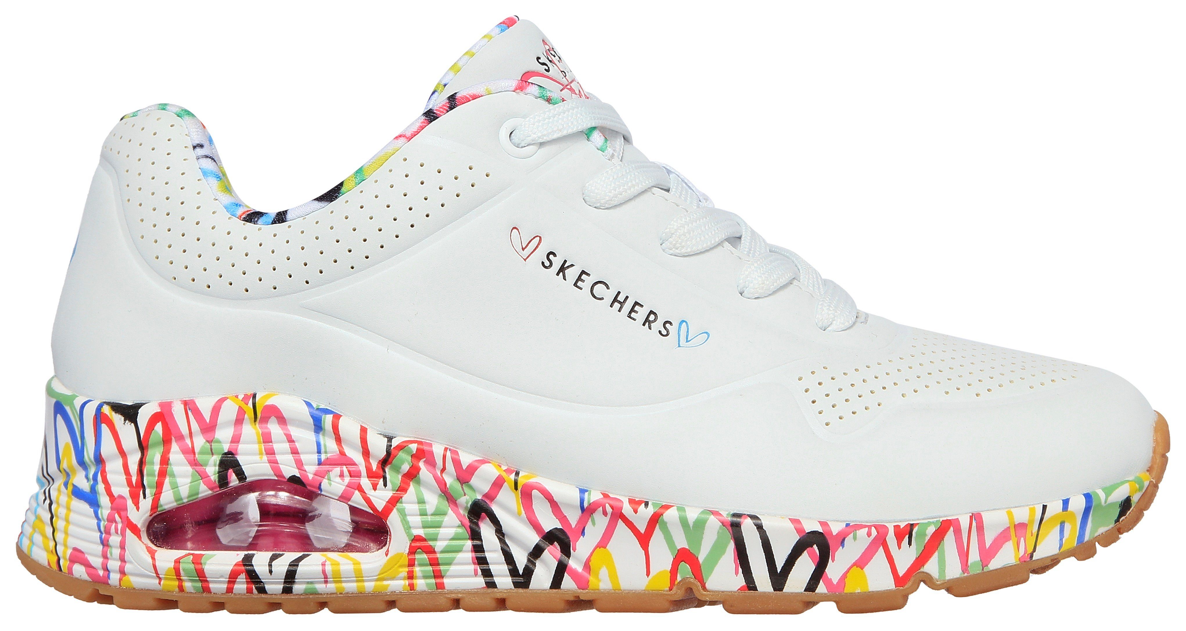 Skechers UNO-LOVING LOVE Wedgesneaker Freizeitschuh, Halbschuh, Schnürschuh mit coolem Graffiti-Print – Bild 4 von 5