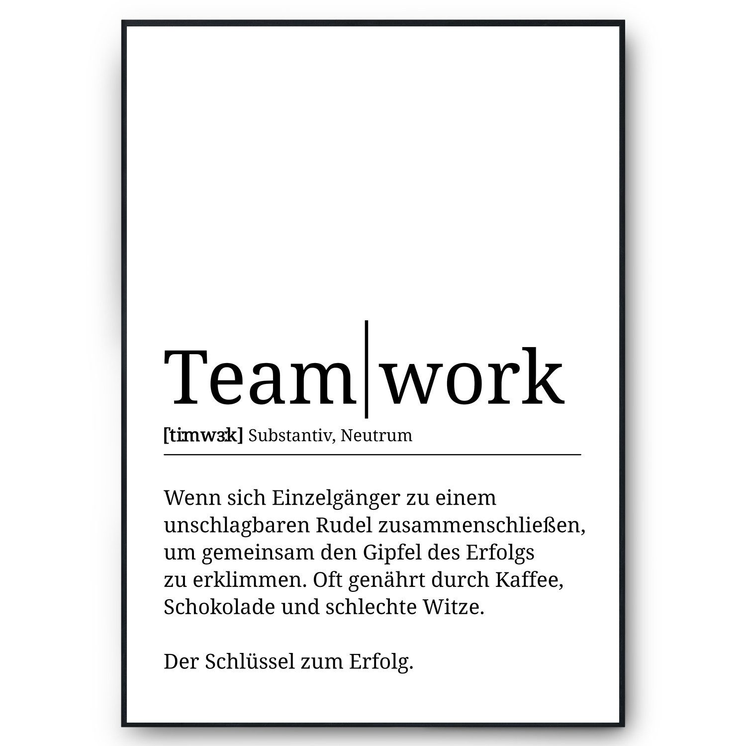 Poster Teamwork Definition Mitarbeiter Geschenk Kollegen Büro Deko Arbeit