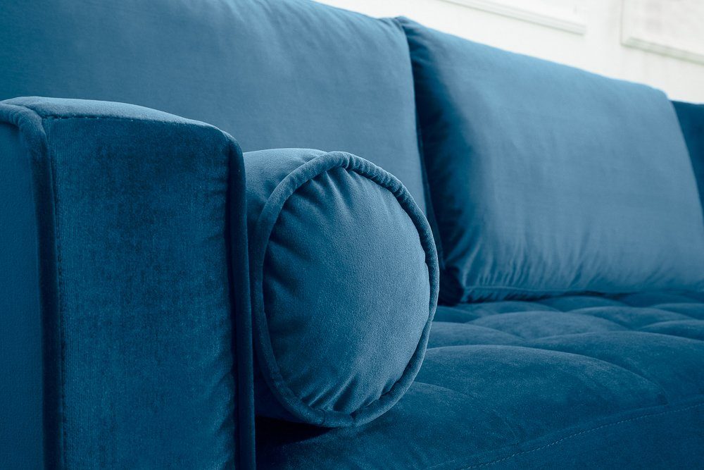schwarz Samt 260cm · 1 · Couch L-Form gold, petrol Federkern Wohnzimmer Kissen COZY riess-ambiente · / Ecksofa · Teile, inkl. VELVET Barock · blau Einzelartikel