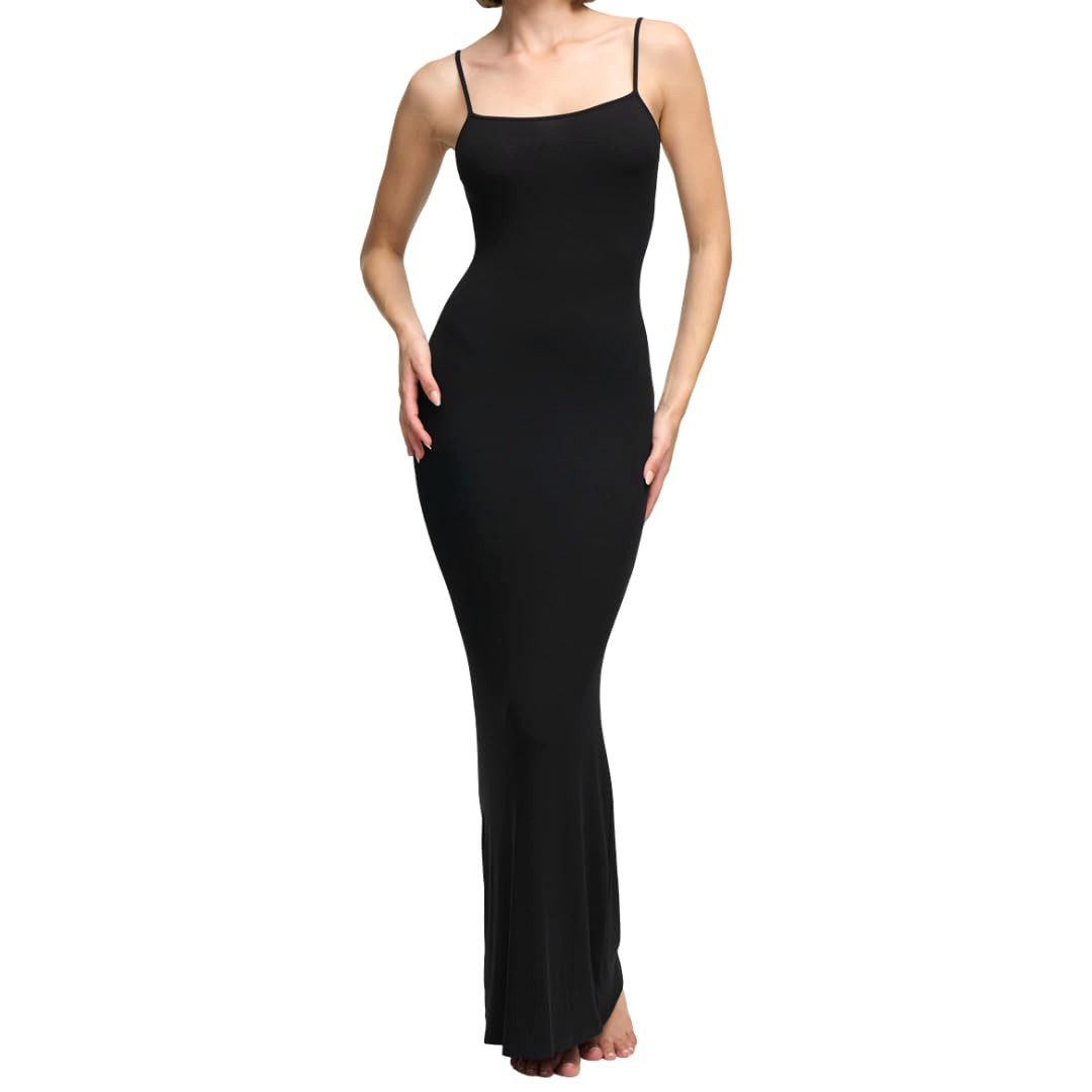 cfab by creamy fabrics Jerseykleid Ribbed Cami Maxikleid-Schwarz-3XL (1-tlg günstig online kaufen