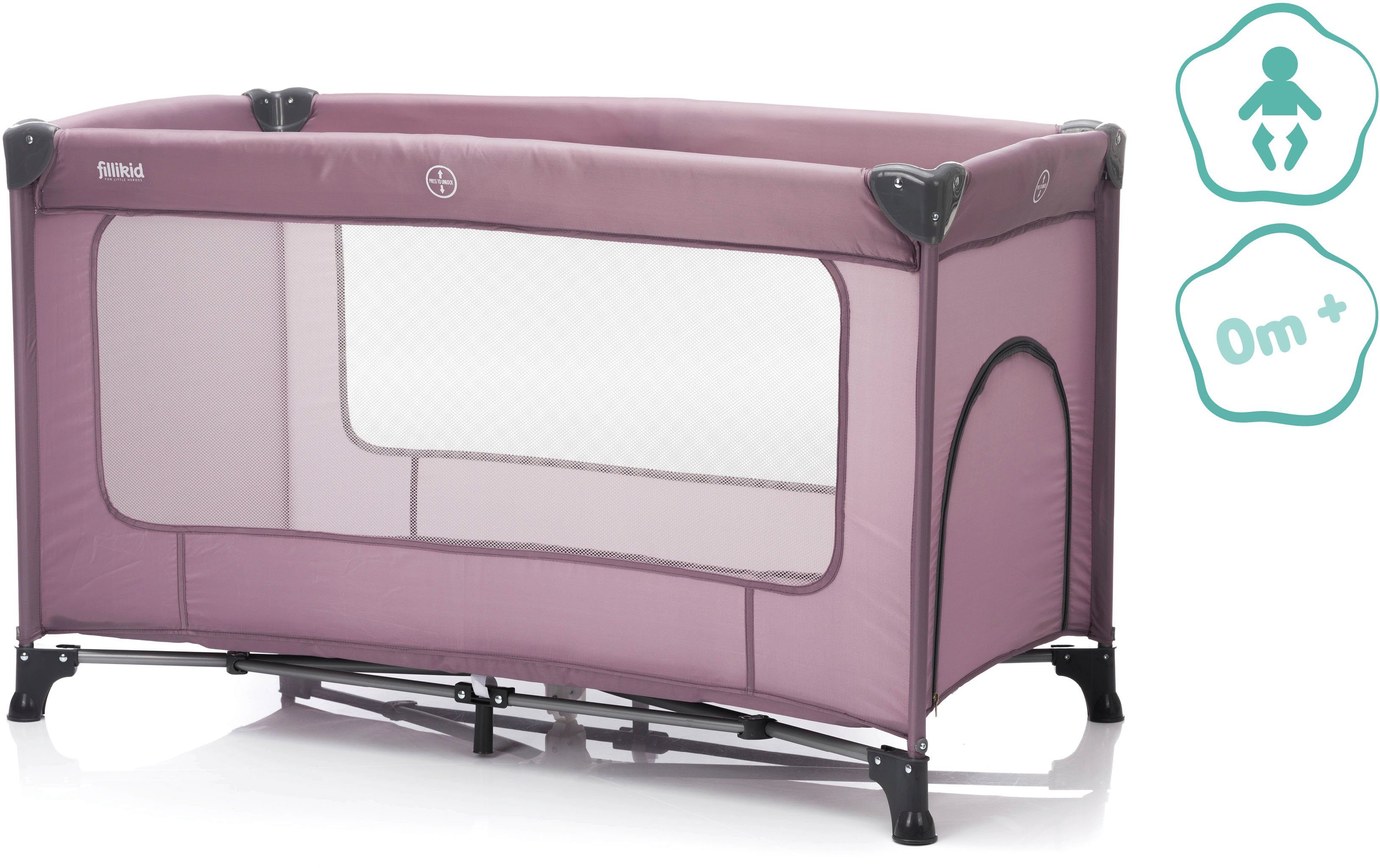 Fillikid Baby-Reisebett Nizza, Himbeer, Inkl. Transporttasche günstig online kaufen