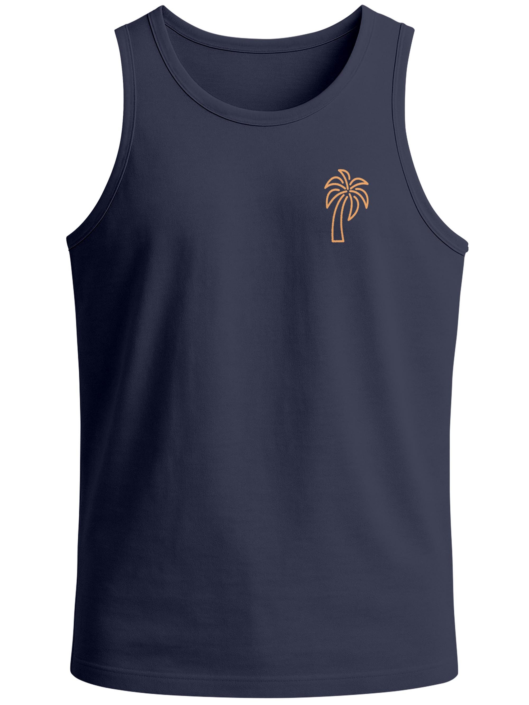 Neverless Tanktop Herren Tank-Top Palme Logo Print Sommer Badge Emblem Minimal Line Art mit Print – Bild 4 von 5