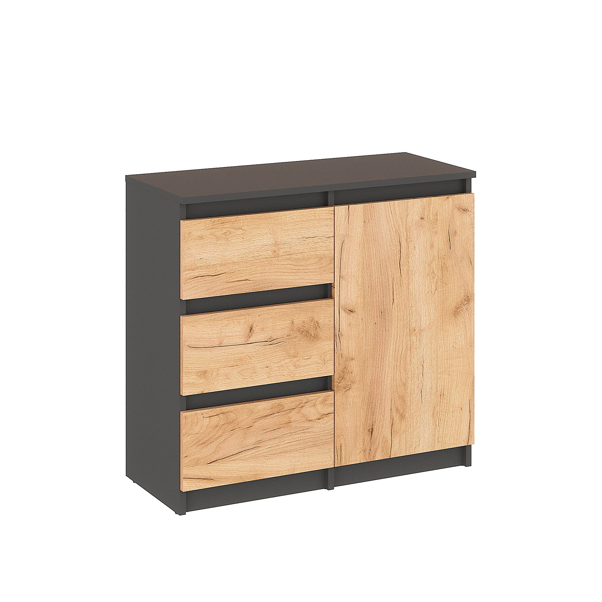 KOMTO Kommode Kommode mit 2/3 Schubladen und Türen – Sideboard PIKO