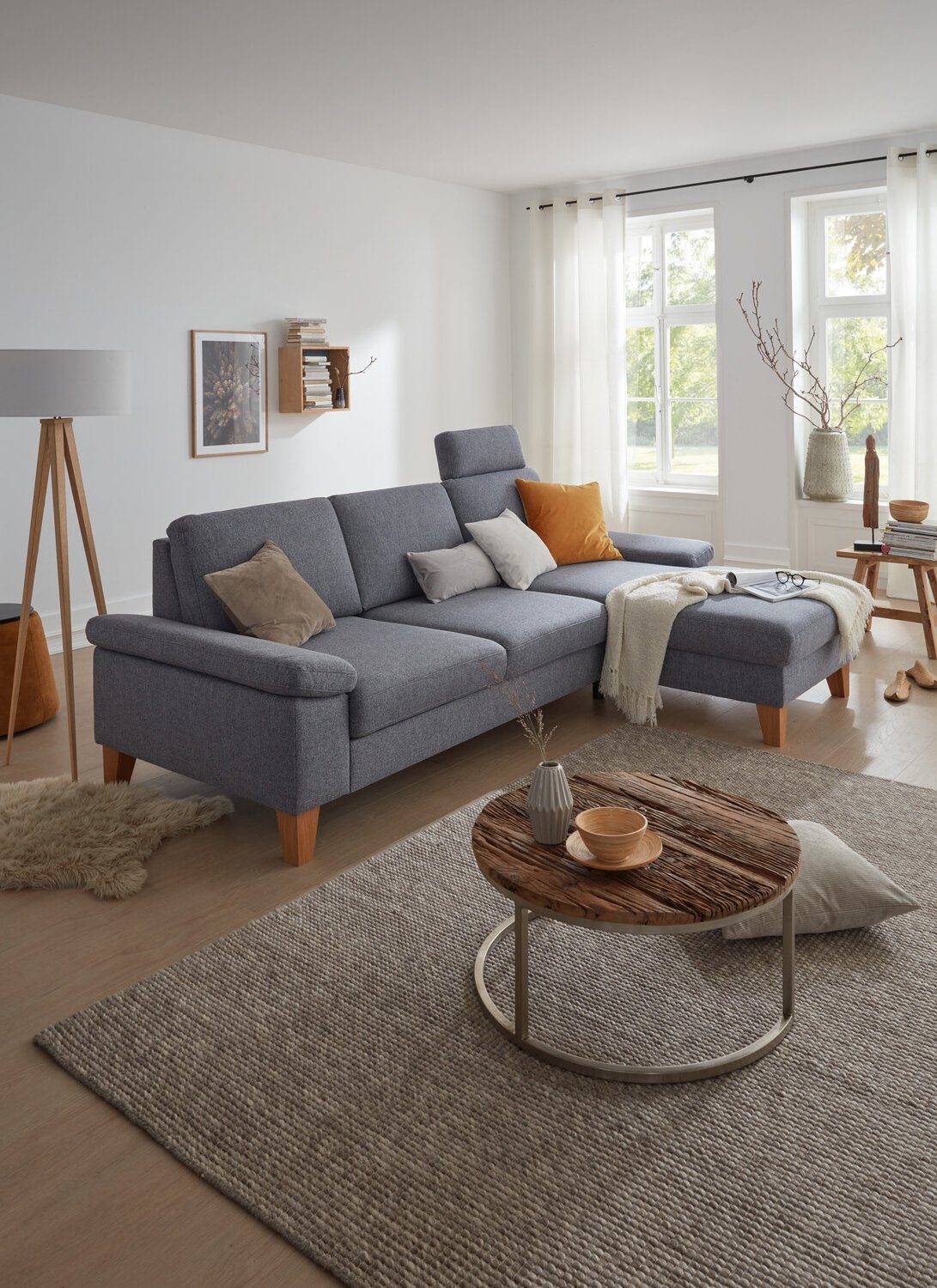 mit Boca 262x179 Bettkasten Natur24 Blau Ecksofa Sofa Sofa Schlaffunktion,