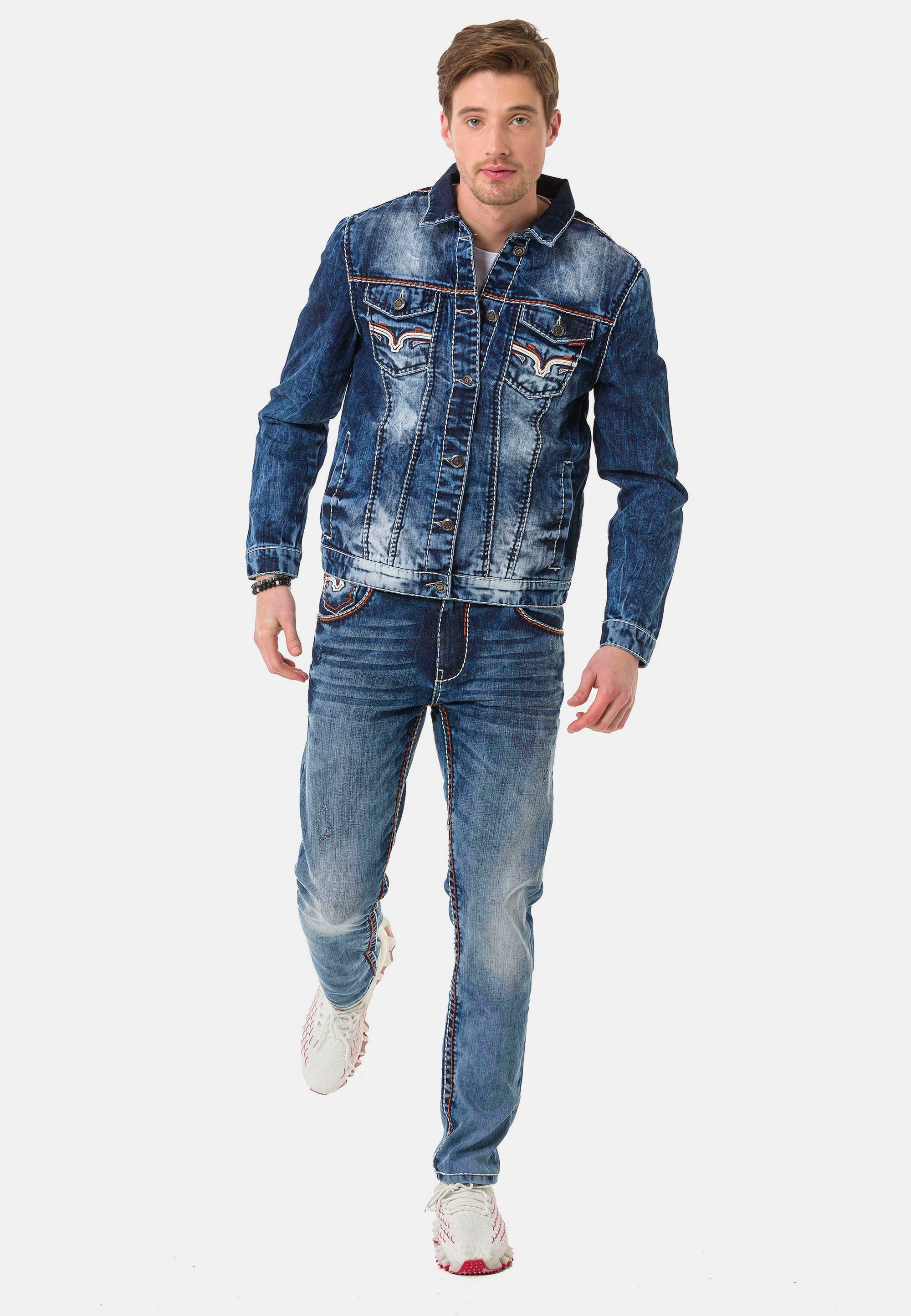 Cipo & Baxx Jeansjacke tollen Zier-Elementen mit