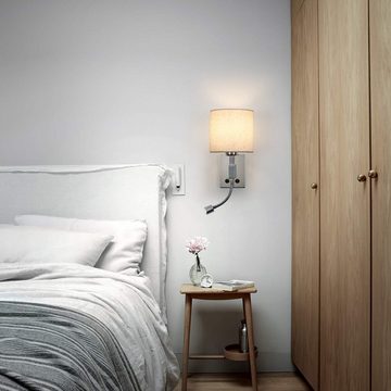 ZMH Wandleuchte Bettlampe mit Schalter Leselampe verstellbar Beleuchtung, LED wechselbar, Rund