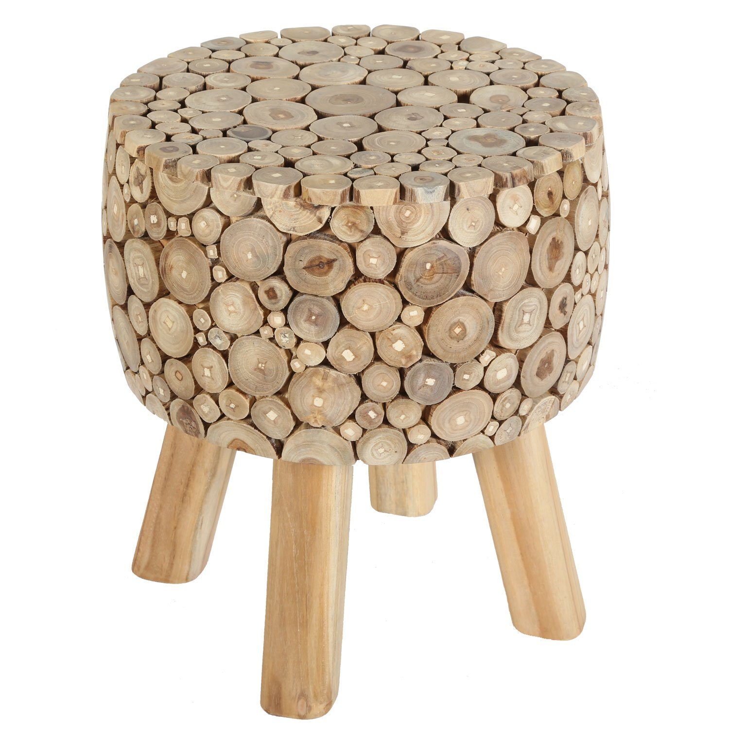 Casa Moro Табуретки Beistelltisch Holz Табуретки Nachttisch mit Ästen & Zweigen (Designer Sitzhocker Holzhocker rund, Mosaik Sitzhocker), Kunsthandwerk, Jedes Stück ein Unikat