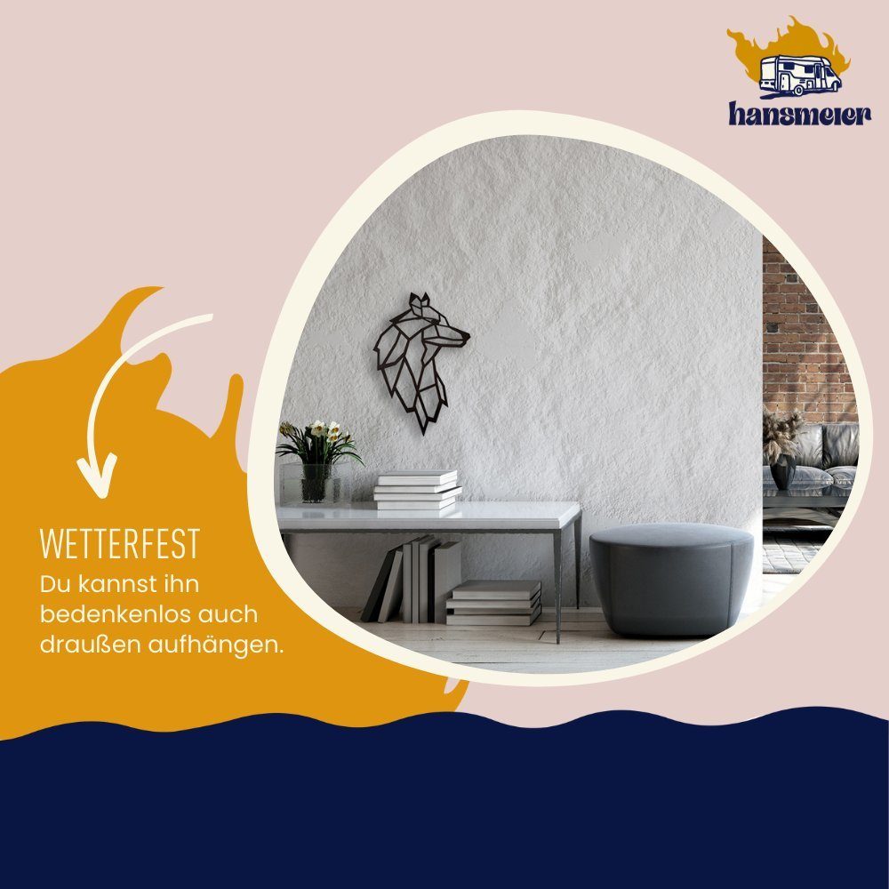 Hansmeier Wanddekoobjekt Wanddeko aus Metall, & Motiv Innen, Außen Schwarz Wolf Für Wasserfest
