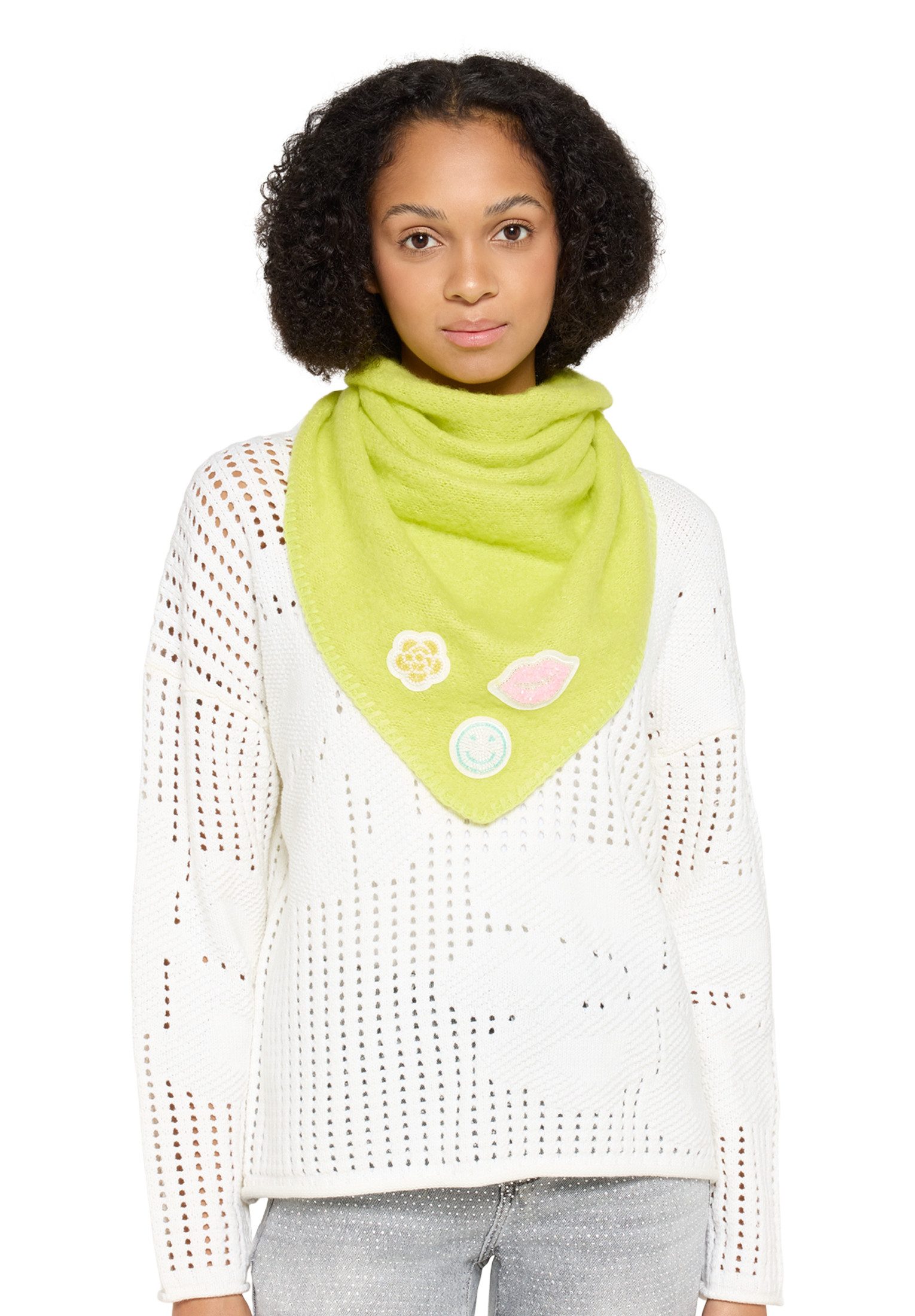 Cartoon Schal Damen Winterschal mit Applikation