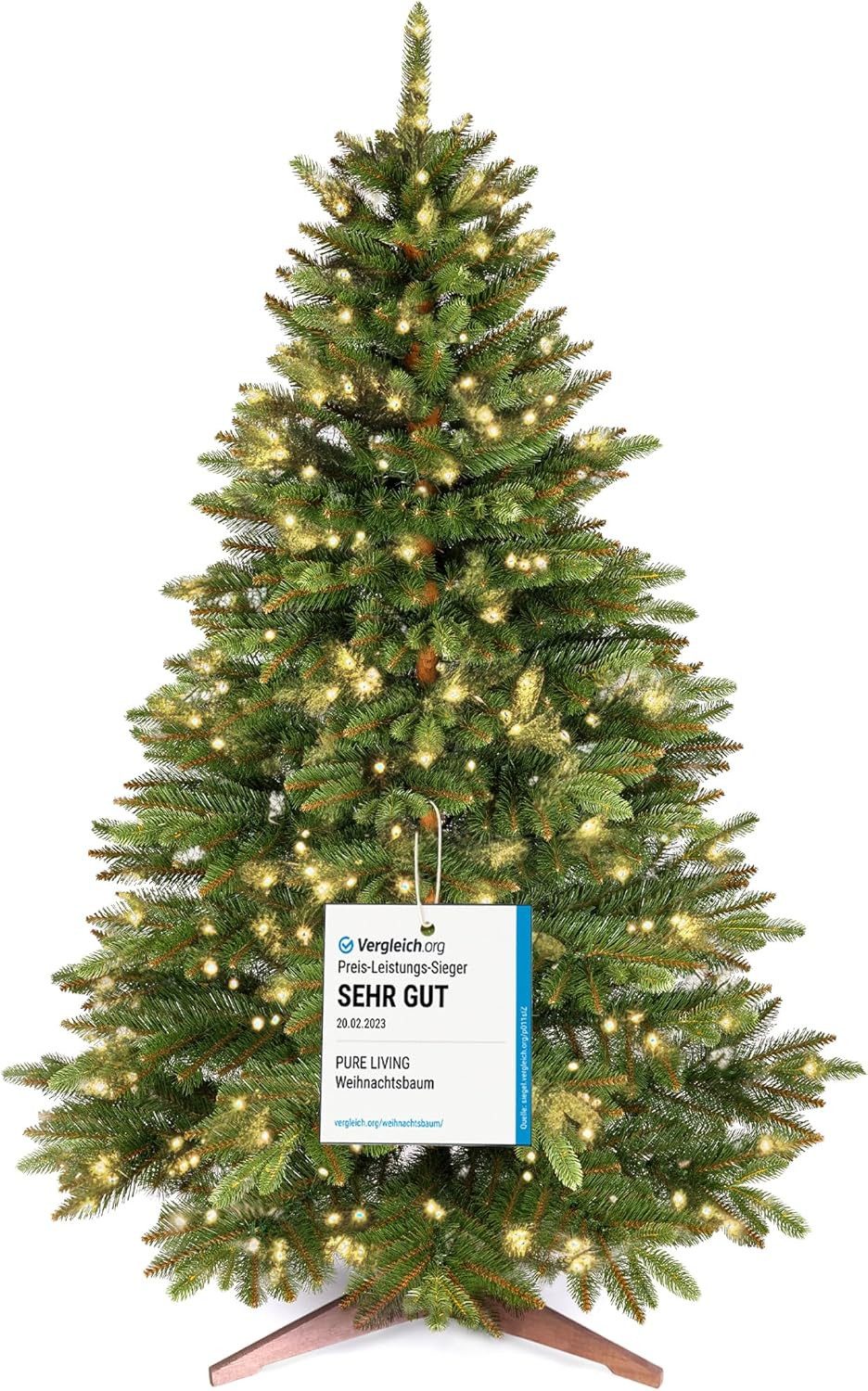 PURE LIVING INTERIOR DESIGN Künstlicher Weihnachtsbaum 180 cm Nordmanntanne, mit Beleuchtung, 440 LEDs