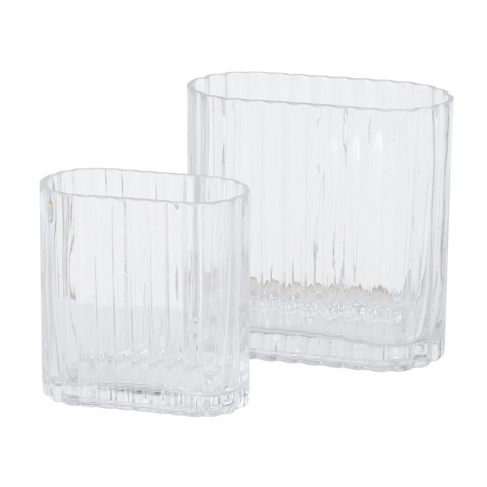 BOLTZE Tischvase Tulipa 2er Set Glas transparent, moderne Blumenvase
