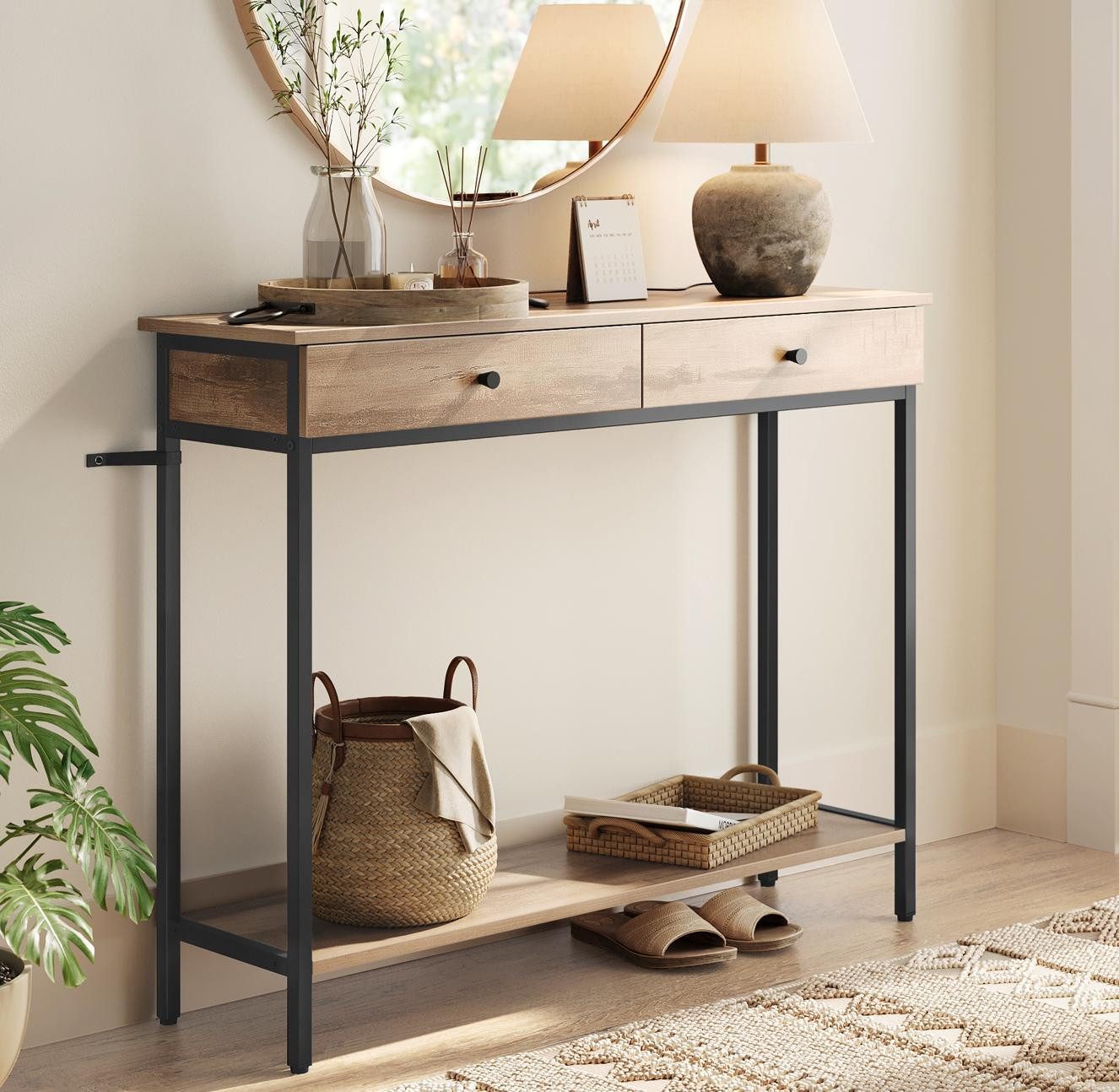 VASAGLE Konsolentisch, Flurtisch, Beistelltisch, Sofatisch mit 2 Schubladen günstig online kaufen