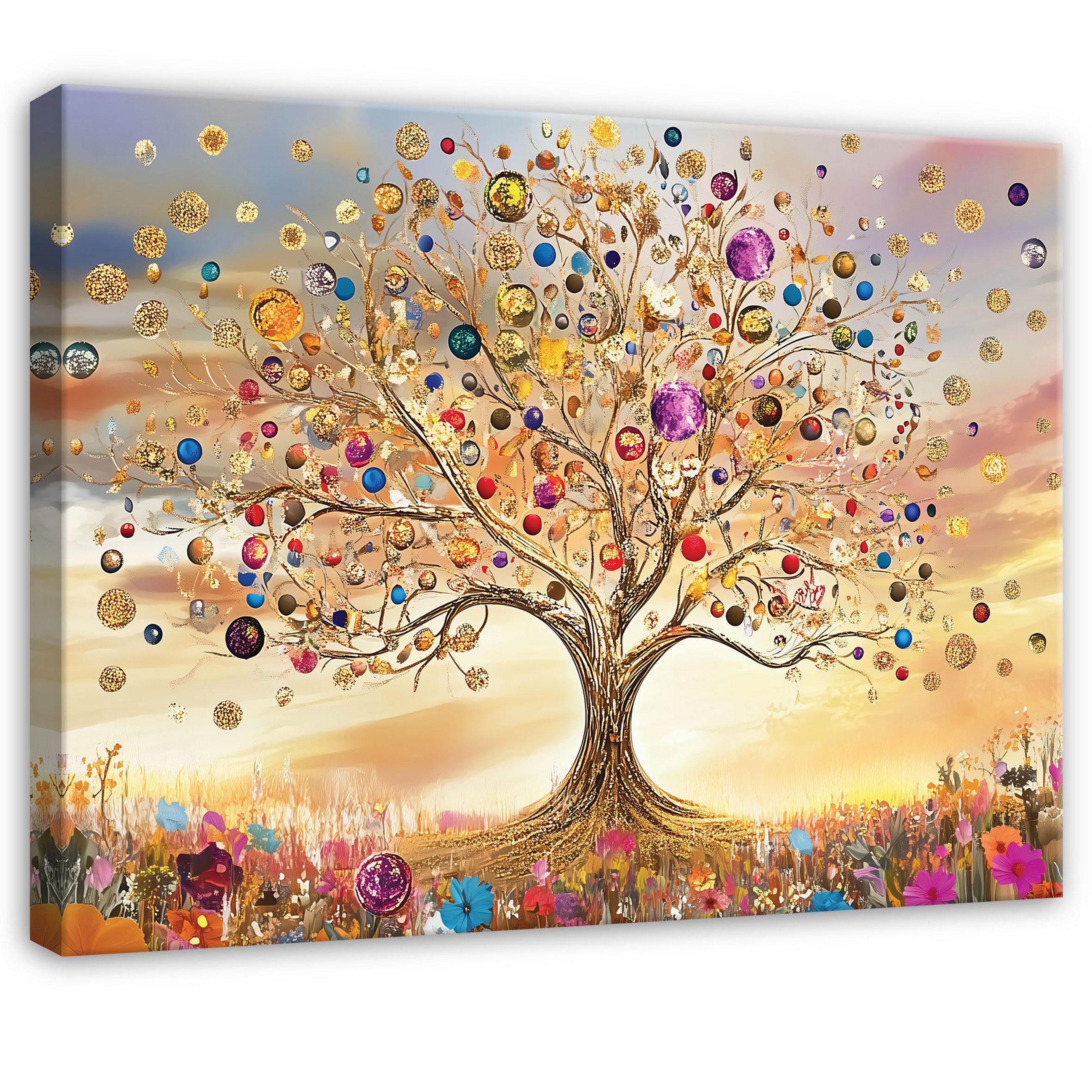 Wallarena Leinwandbild Abstrakt Bunt Baum Beige günstig online kaufen
